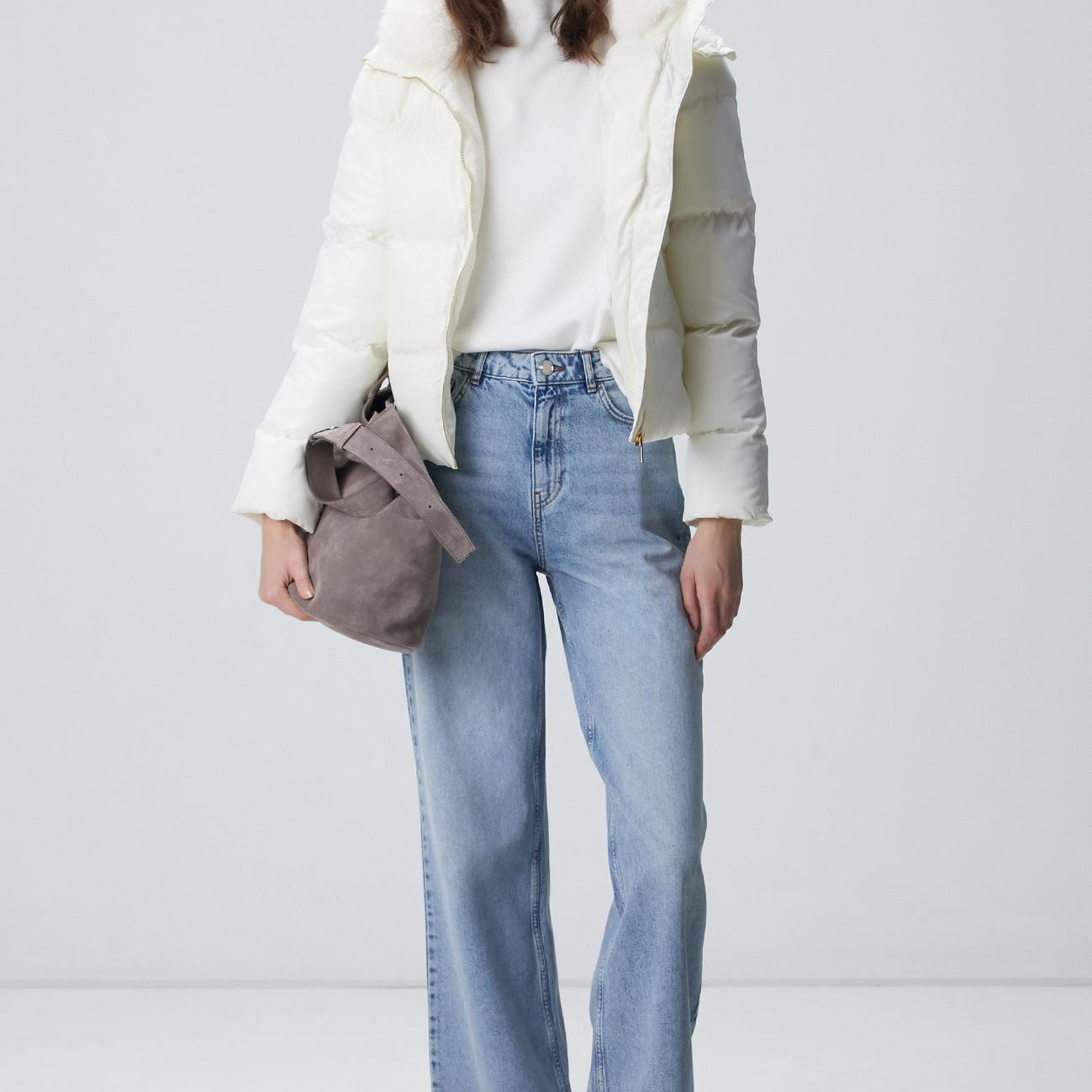 Network Kadın Kırık Beyaz Kapüşonlu Kapitone Mont