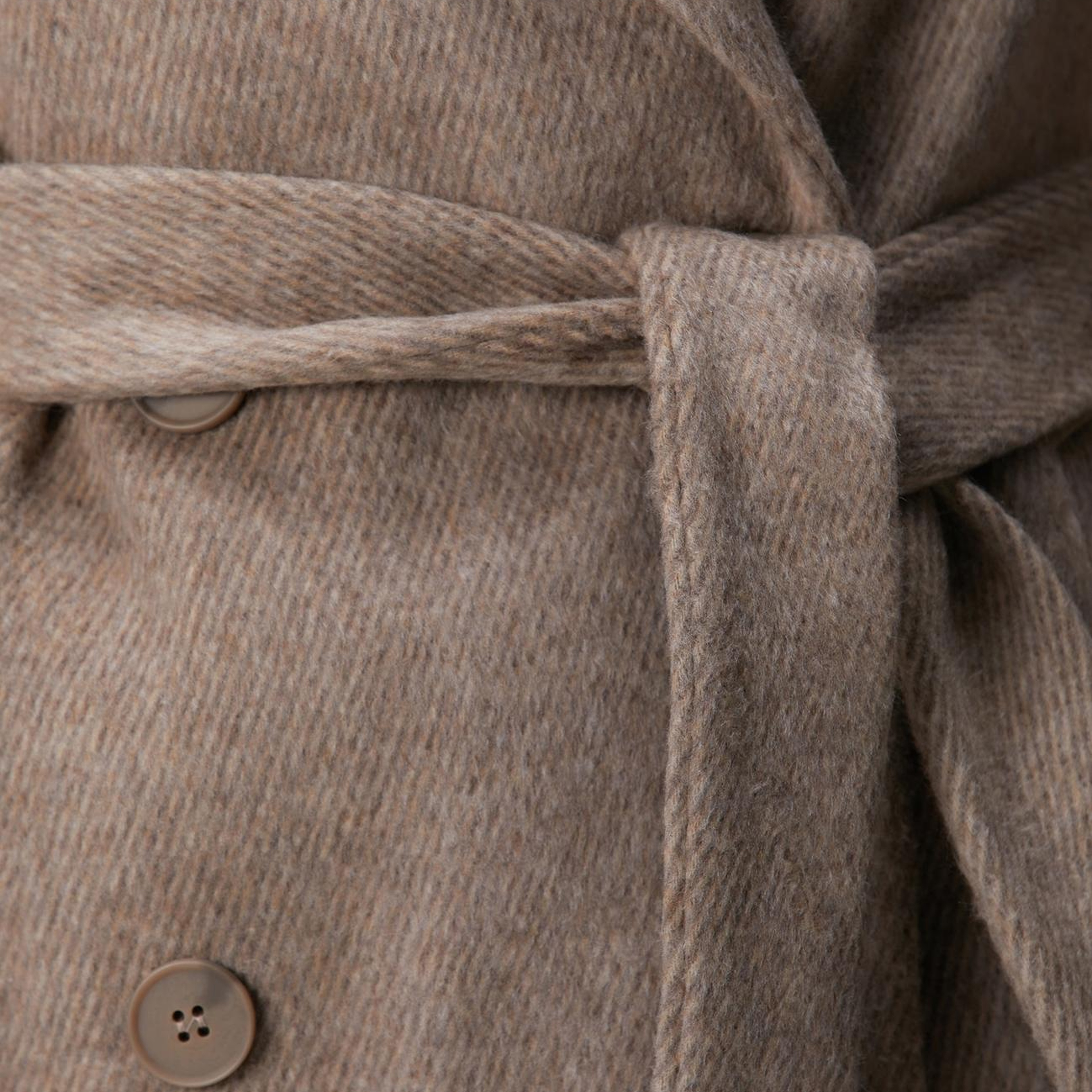 Network Kadın Vizon Diyagonal Desen Kuşaklı Uzun Palto