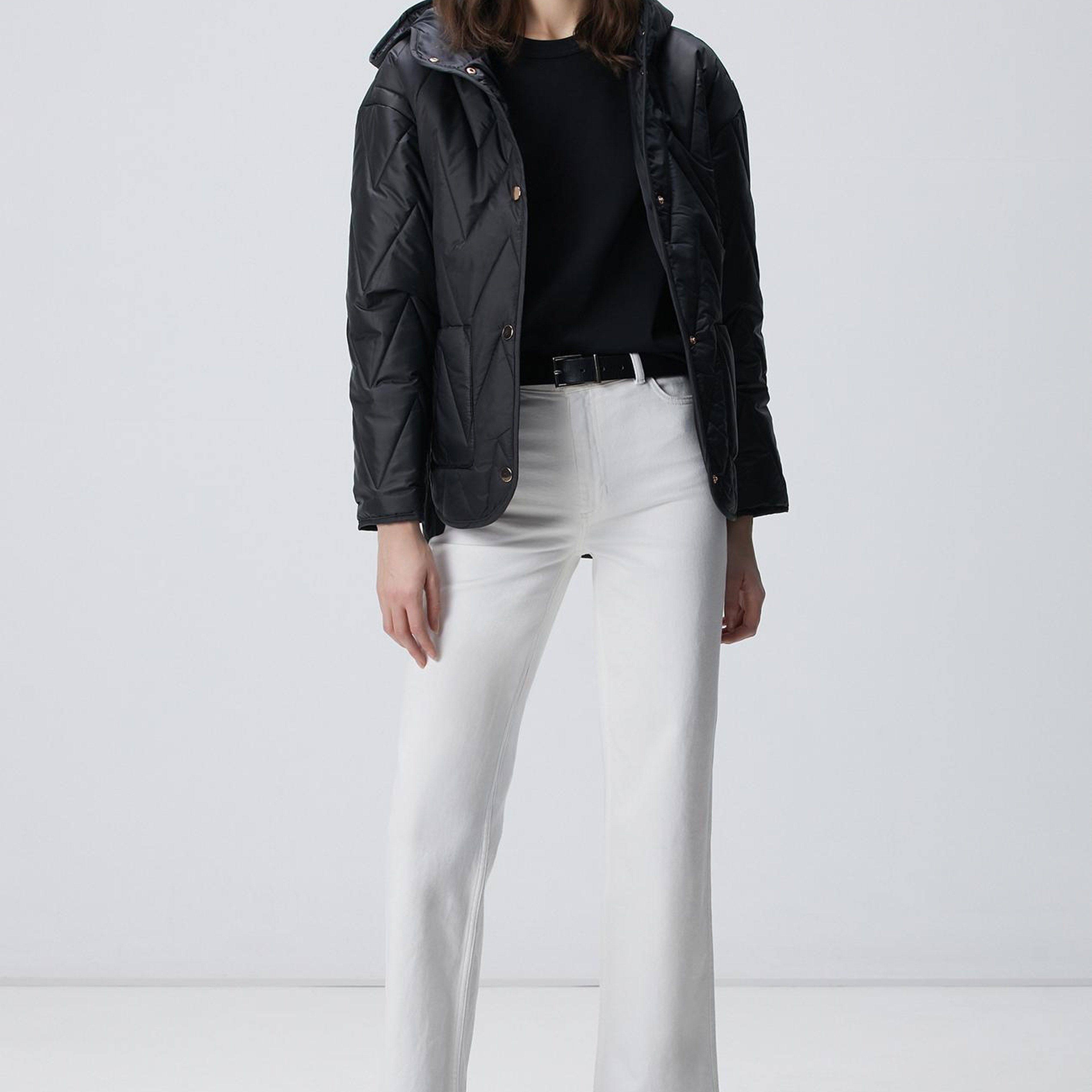 Network Kadın Siyah Zigzag Kapitone Mont