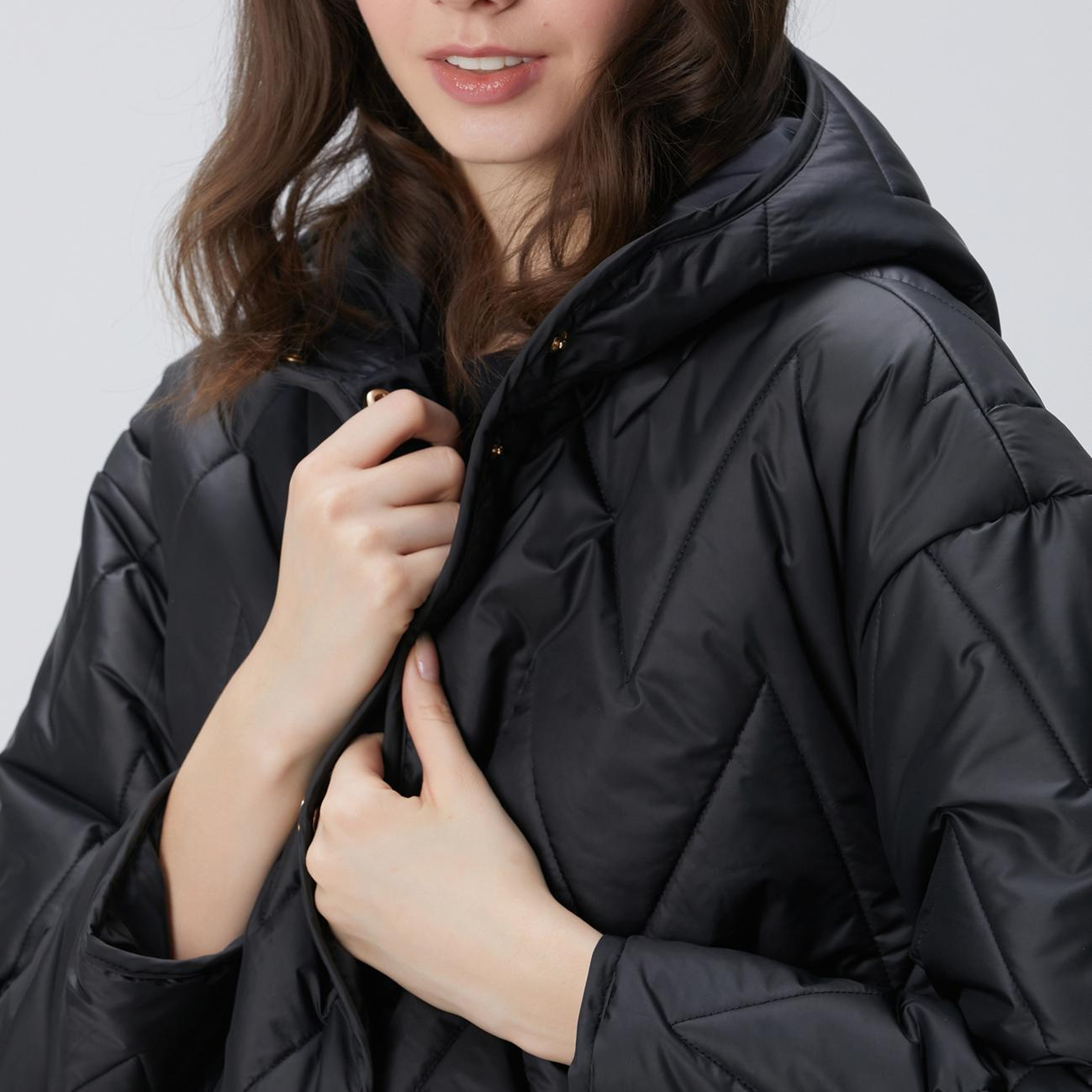 Network Kadın Siyah Zigzag Kapitone Mont