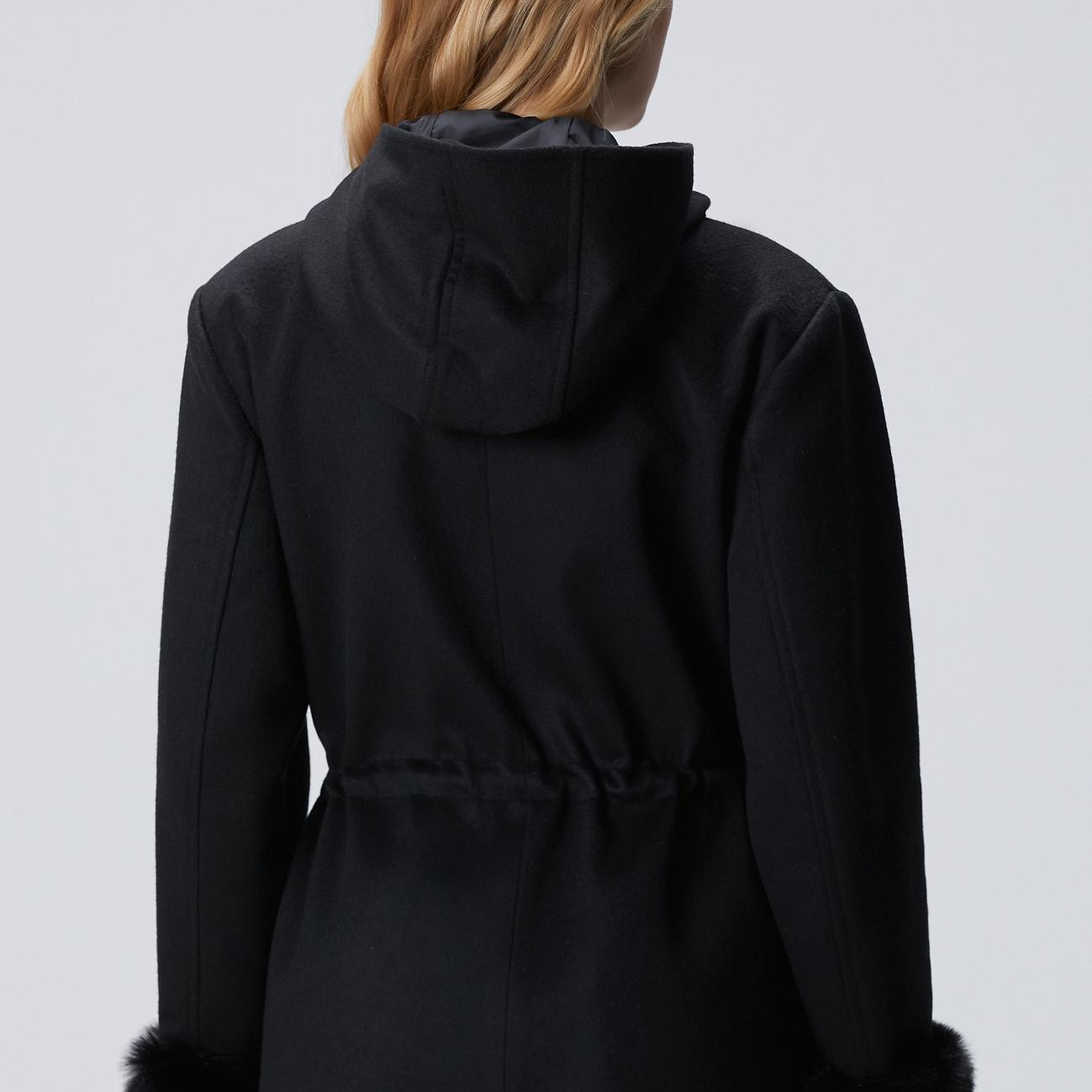 Network Kadın Siyah Kapüşonlu Manto