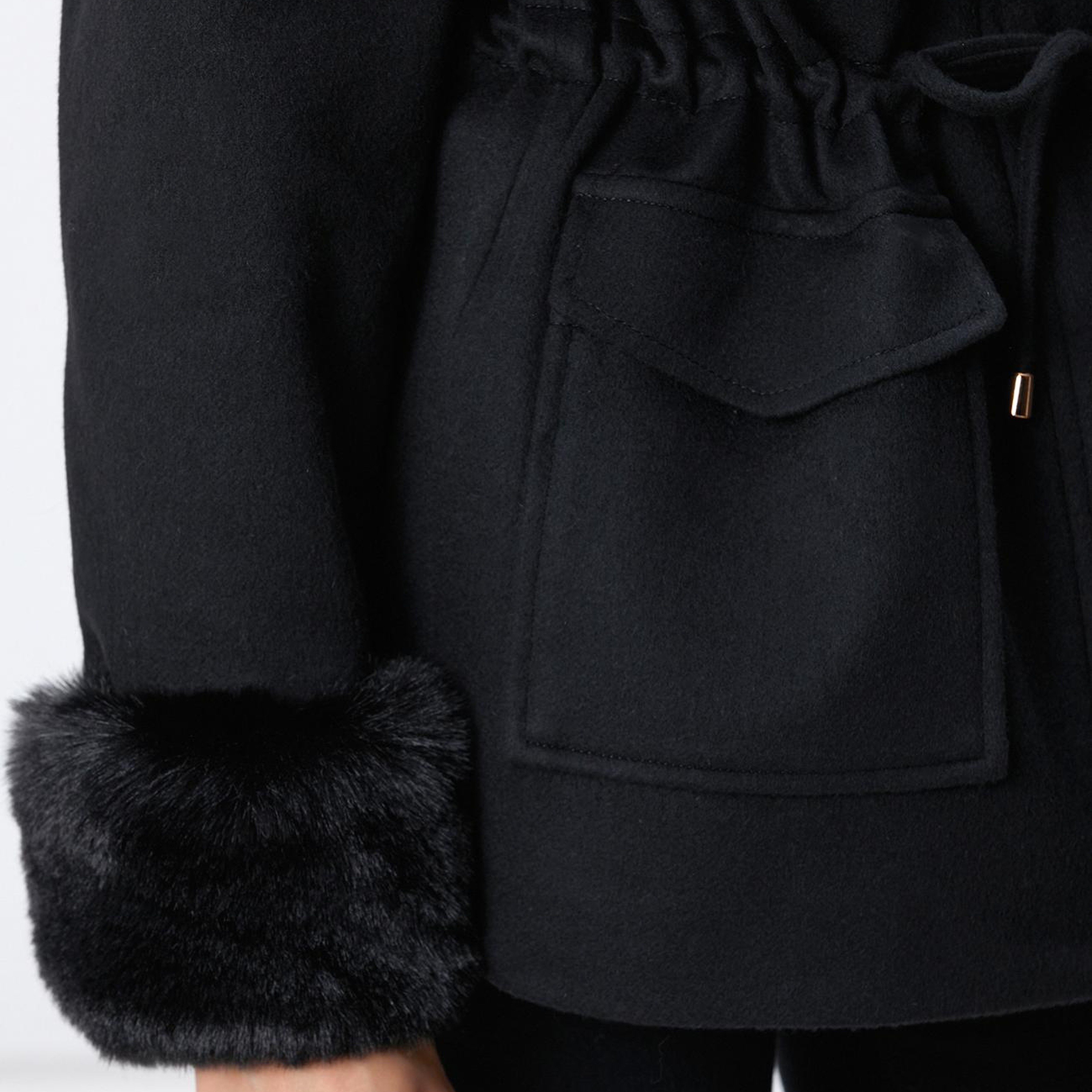 Network Kadın Siyah Kapüşonlu Manto