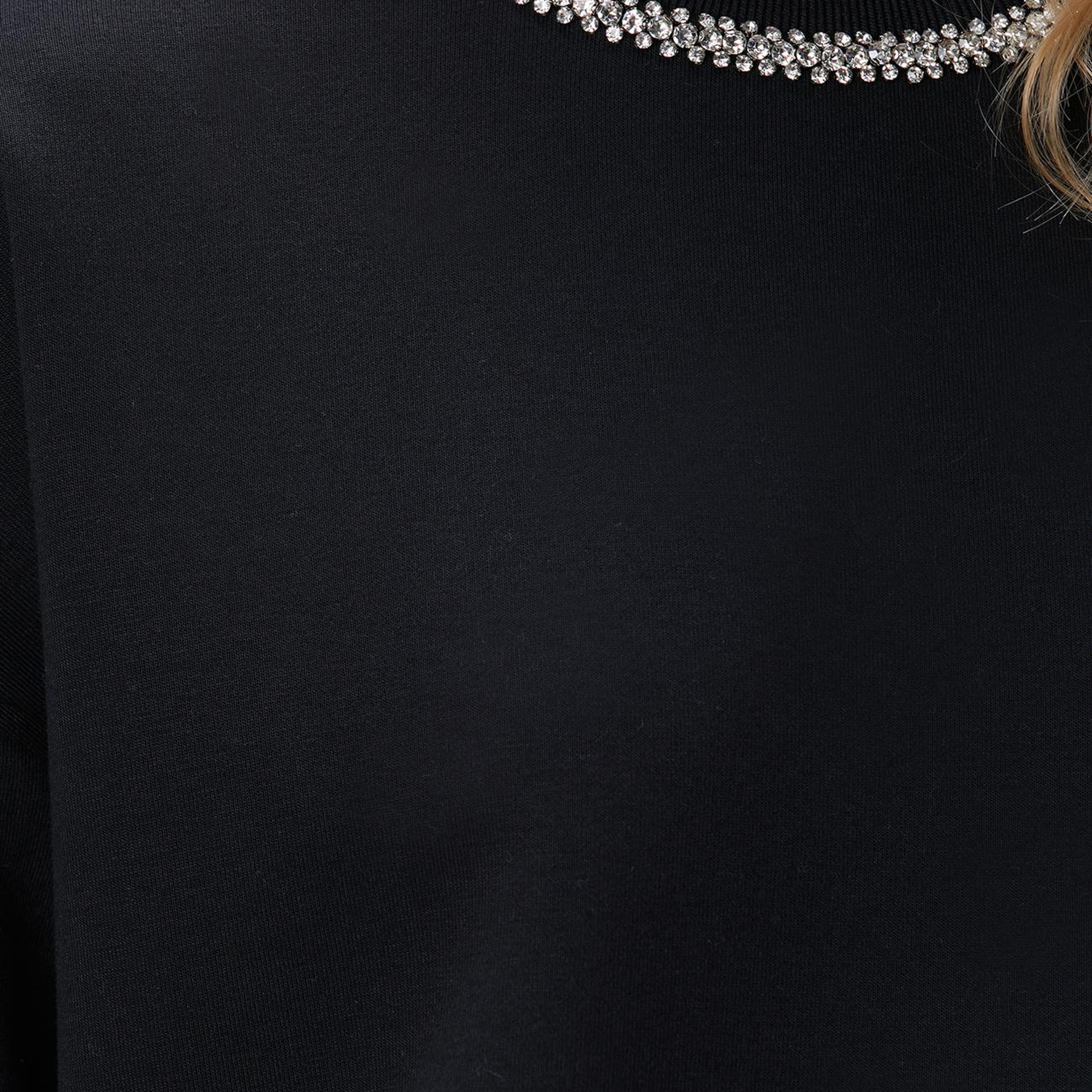 Network Kadın Siyah Yakası Taş İşlemeli Sweatshirt