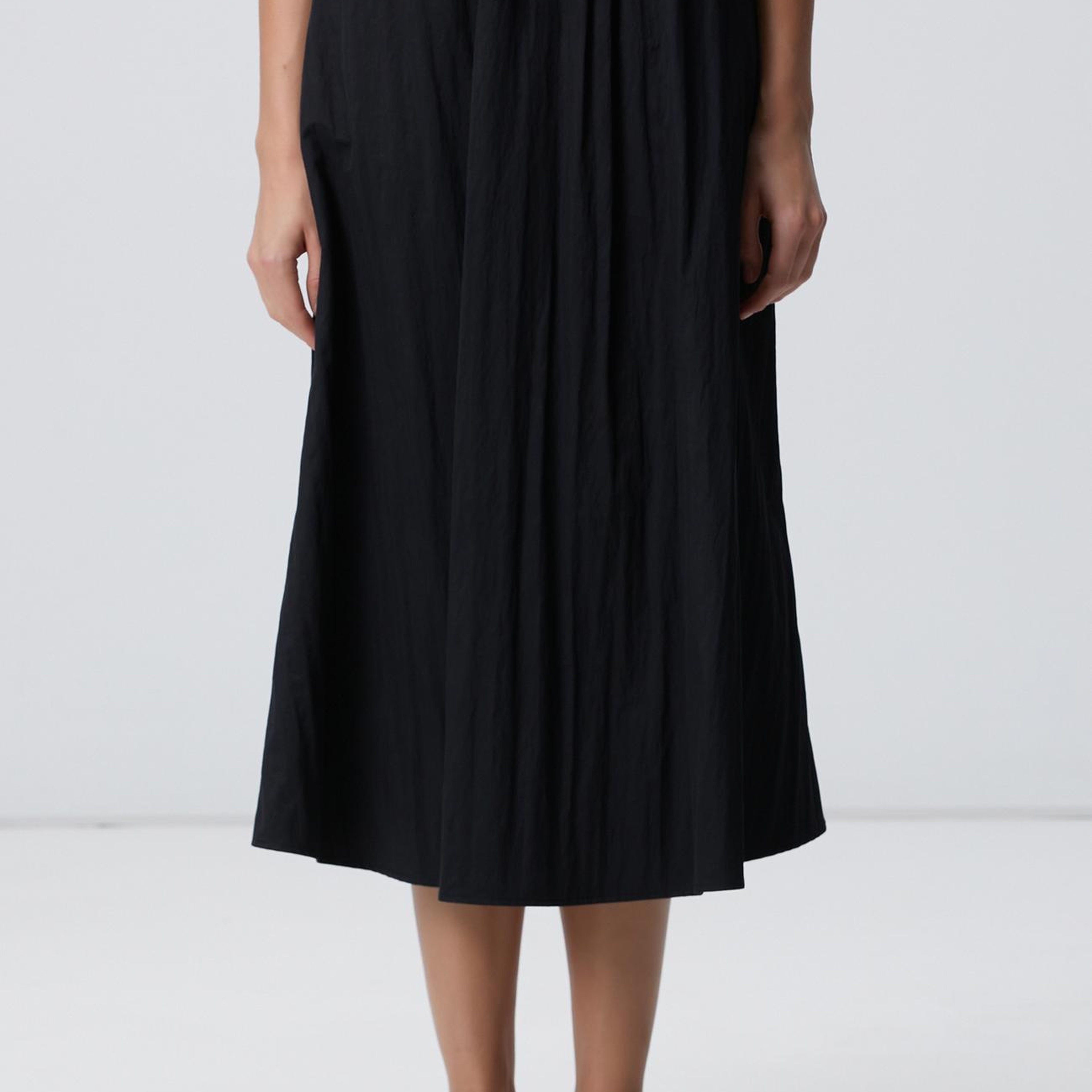 Network Kadın Siyah Beli Büzgülü Lastikli Diz Altı Etek