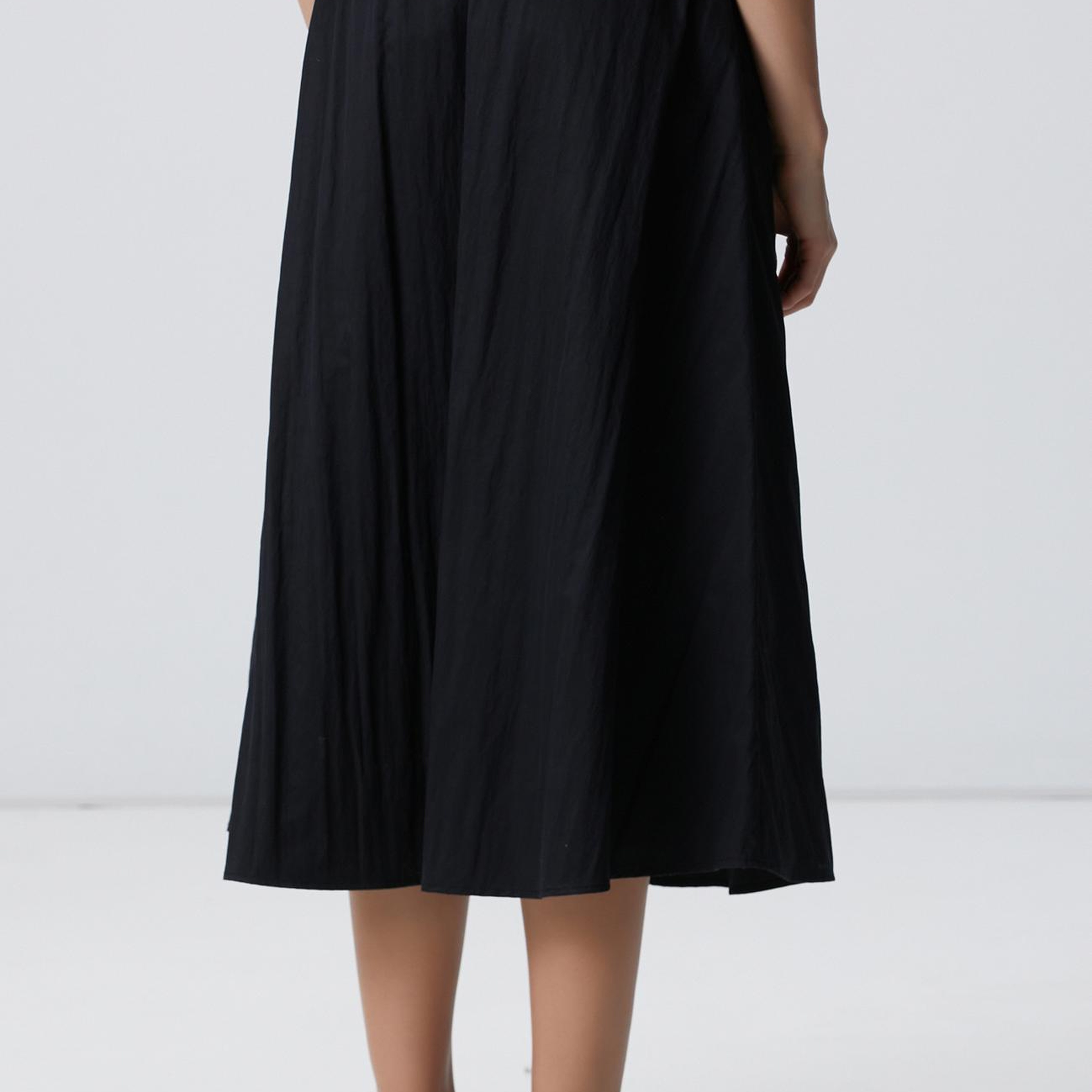 Network Kadın Siyah Beli Büzgülü Lastikli Diz Altı Etek