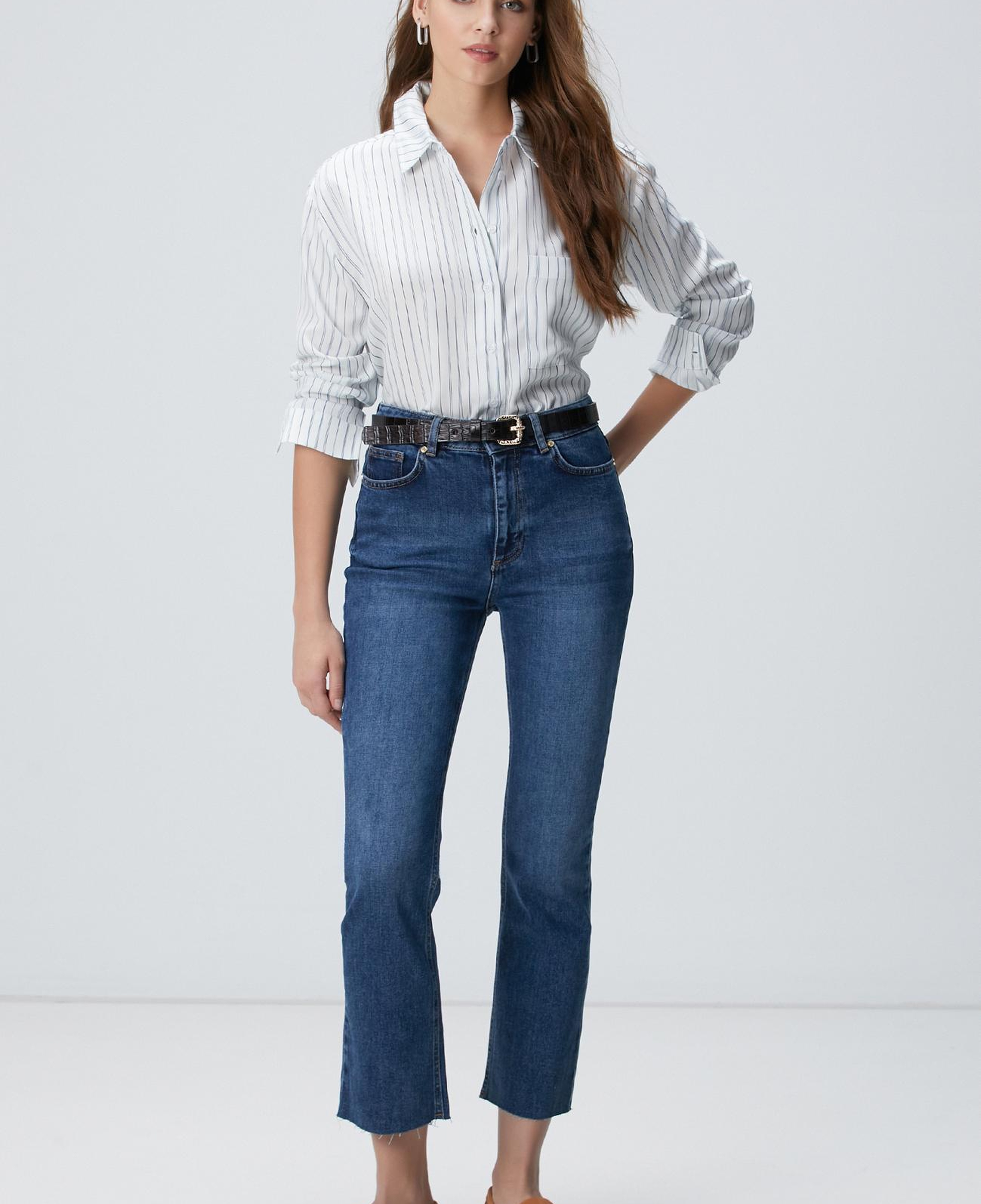 Network Kadın İndigo Kesik Paça Denim Pantolon
