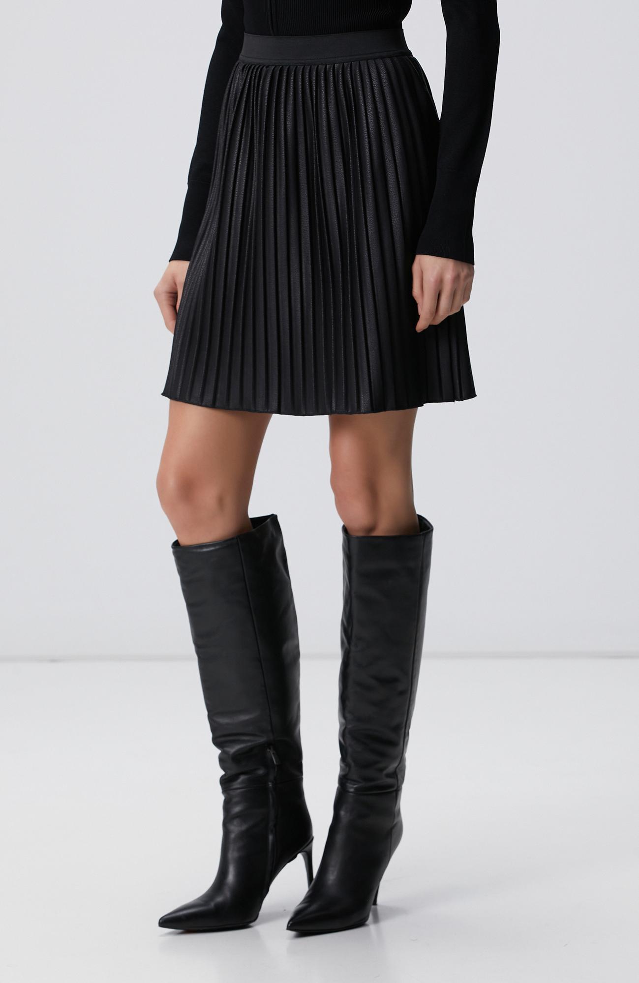 Network Kadın Siyah Mini Pileli Etek