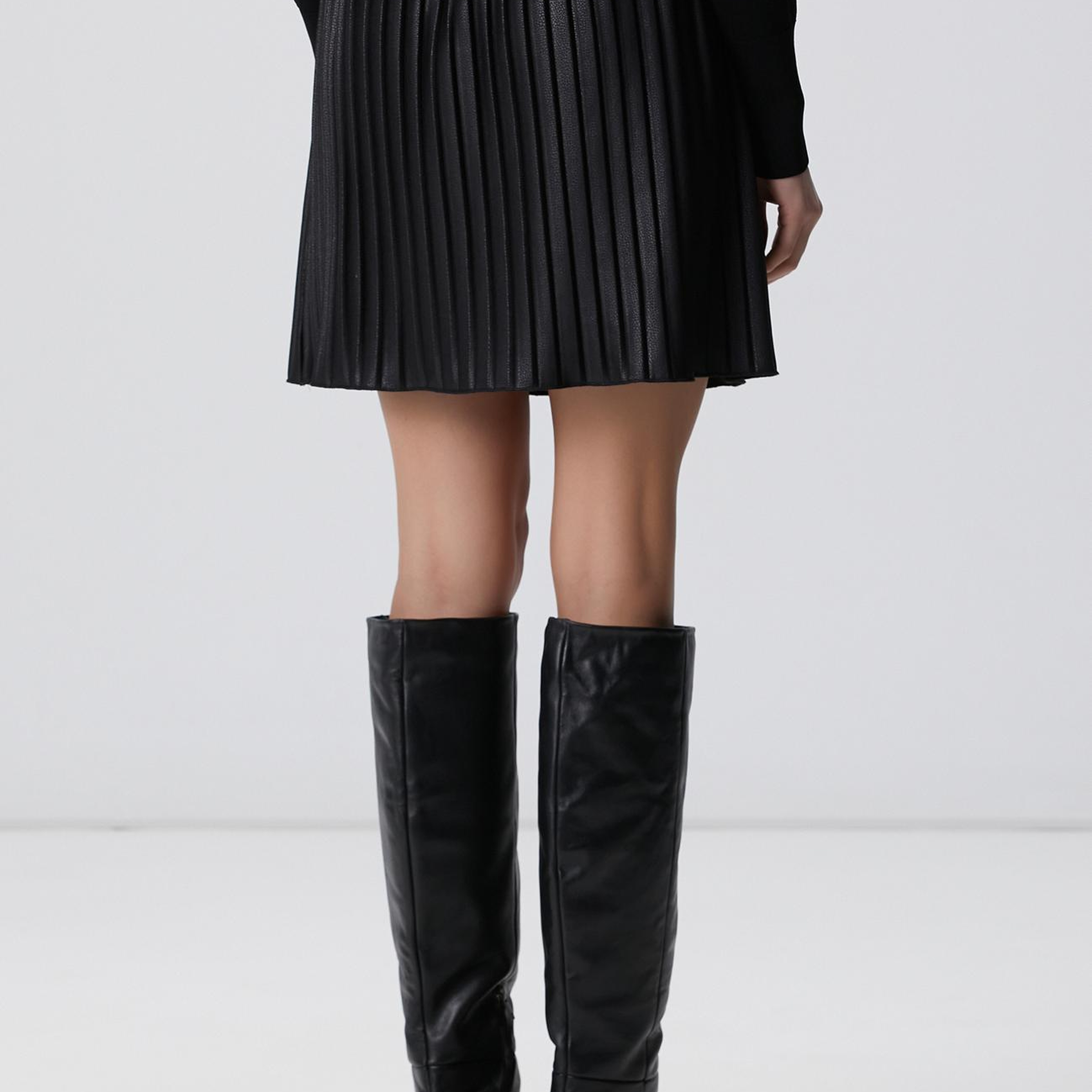 Network Kadın Siyah Mini Pileli Etek