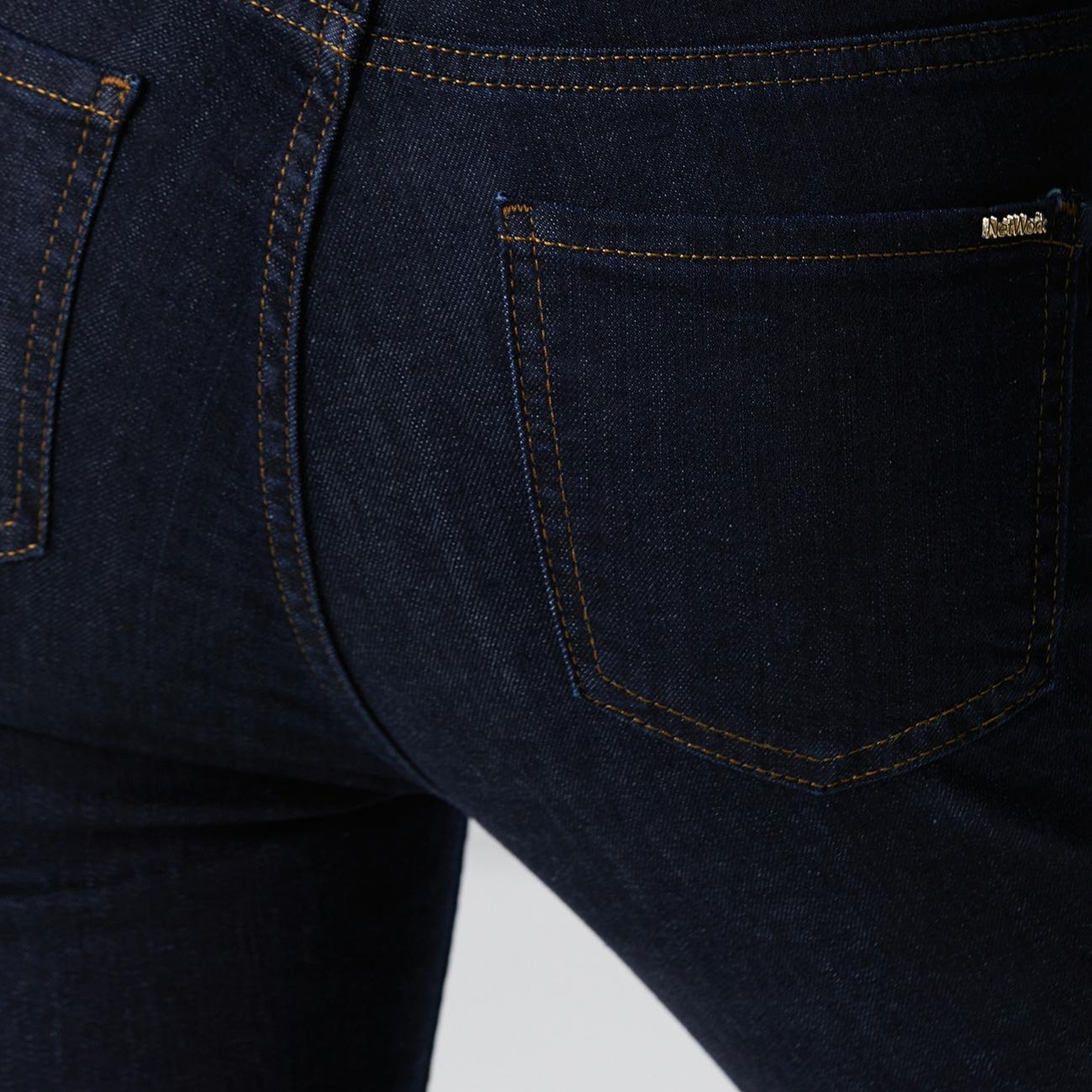 Network Kadın Lacivert Skinny Fit Dar Paça Raw Denim Pantolon