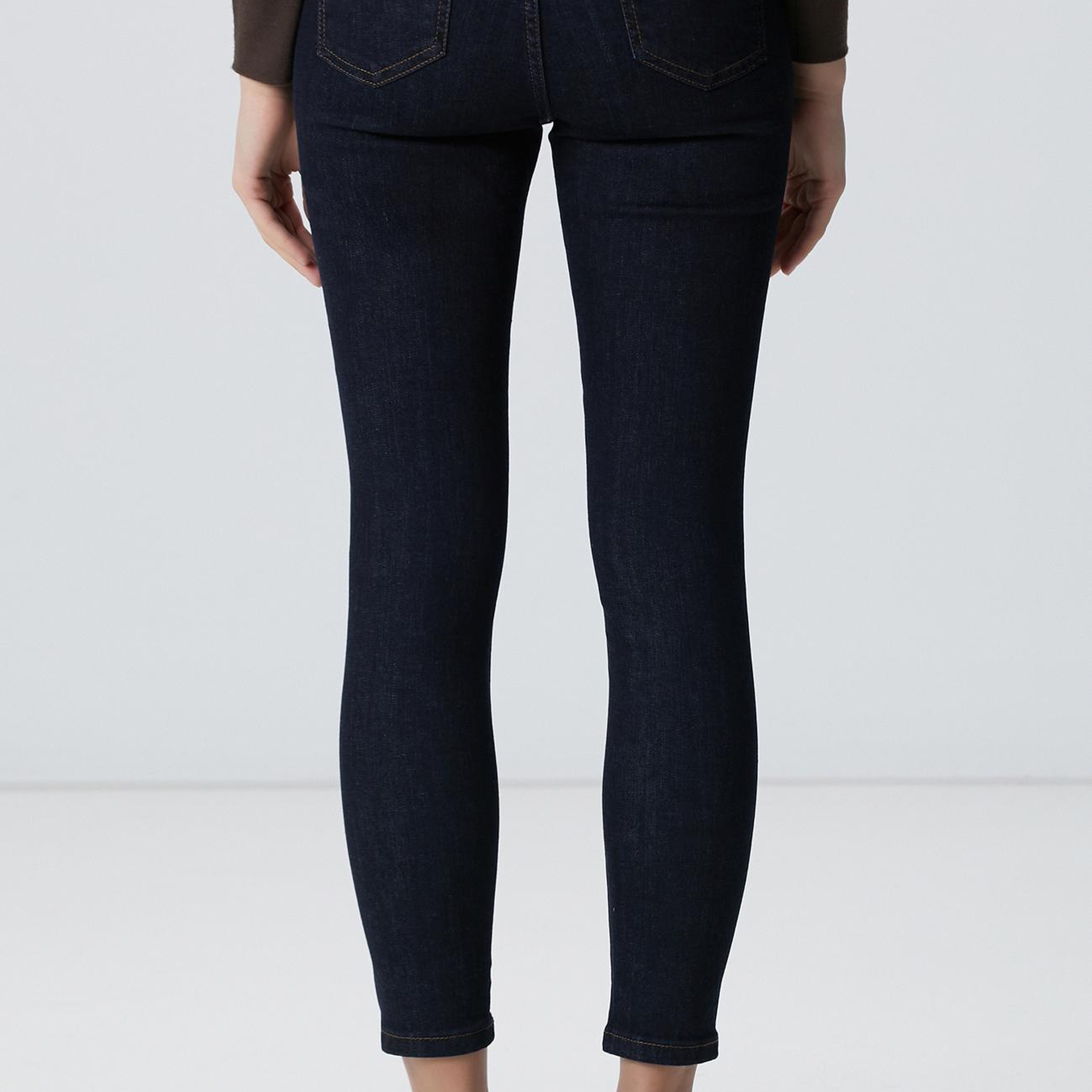 Network Kadın Lacivert Skinny Fit Dar Paça Raw Denim Pantolon