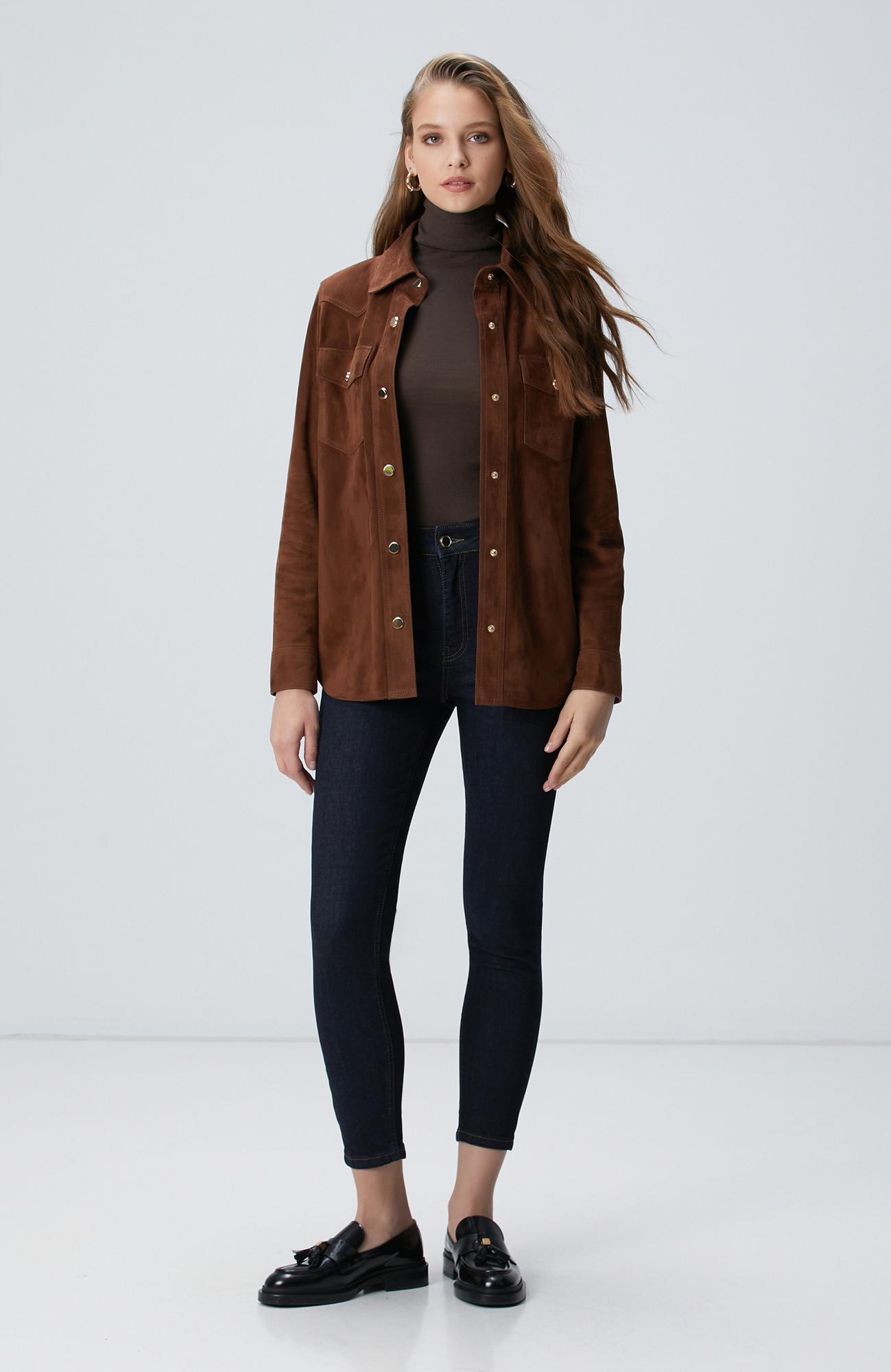 Network Kadın Lacivert Skinny Fit Dar Paça Raw Denim Pantolon