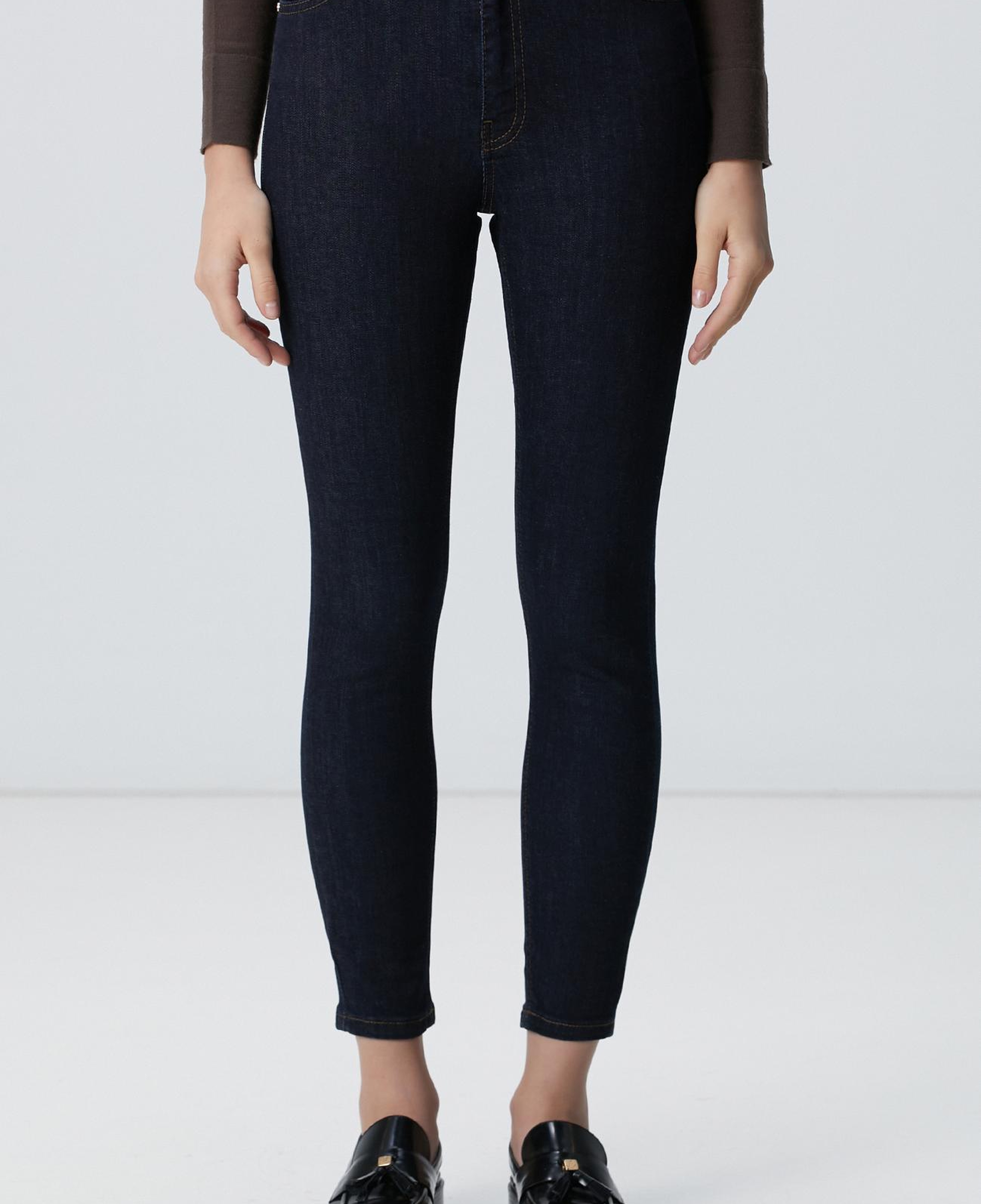 Network Kadın Lacivert Skinny Fit Dar Paça Raw Denim Pantolon