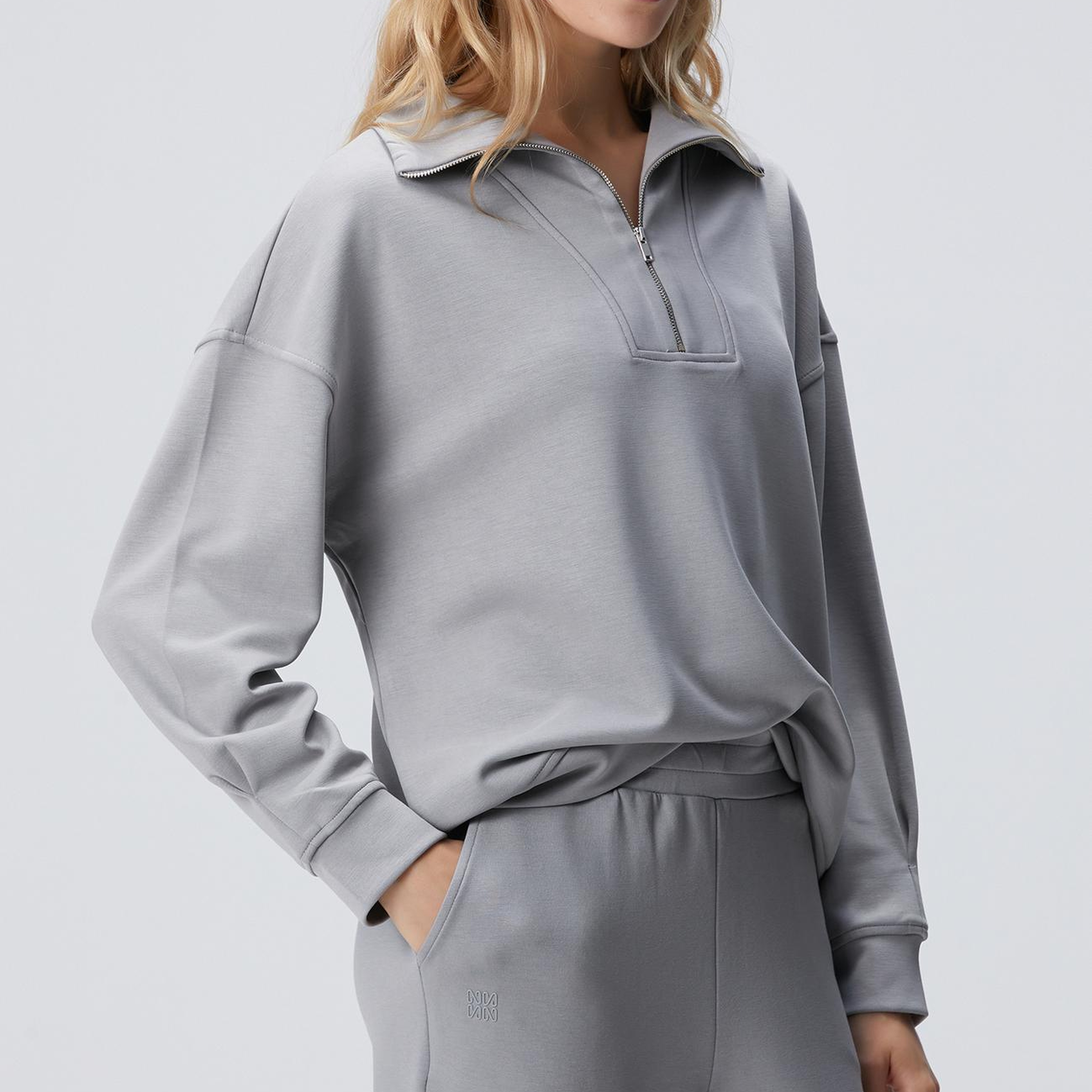Network Kadın Gri Fermuarlı Sweatshirt