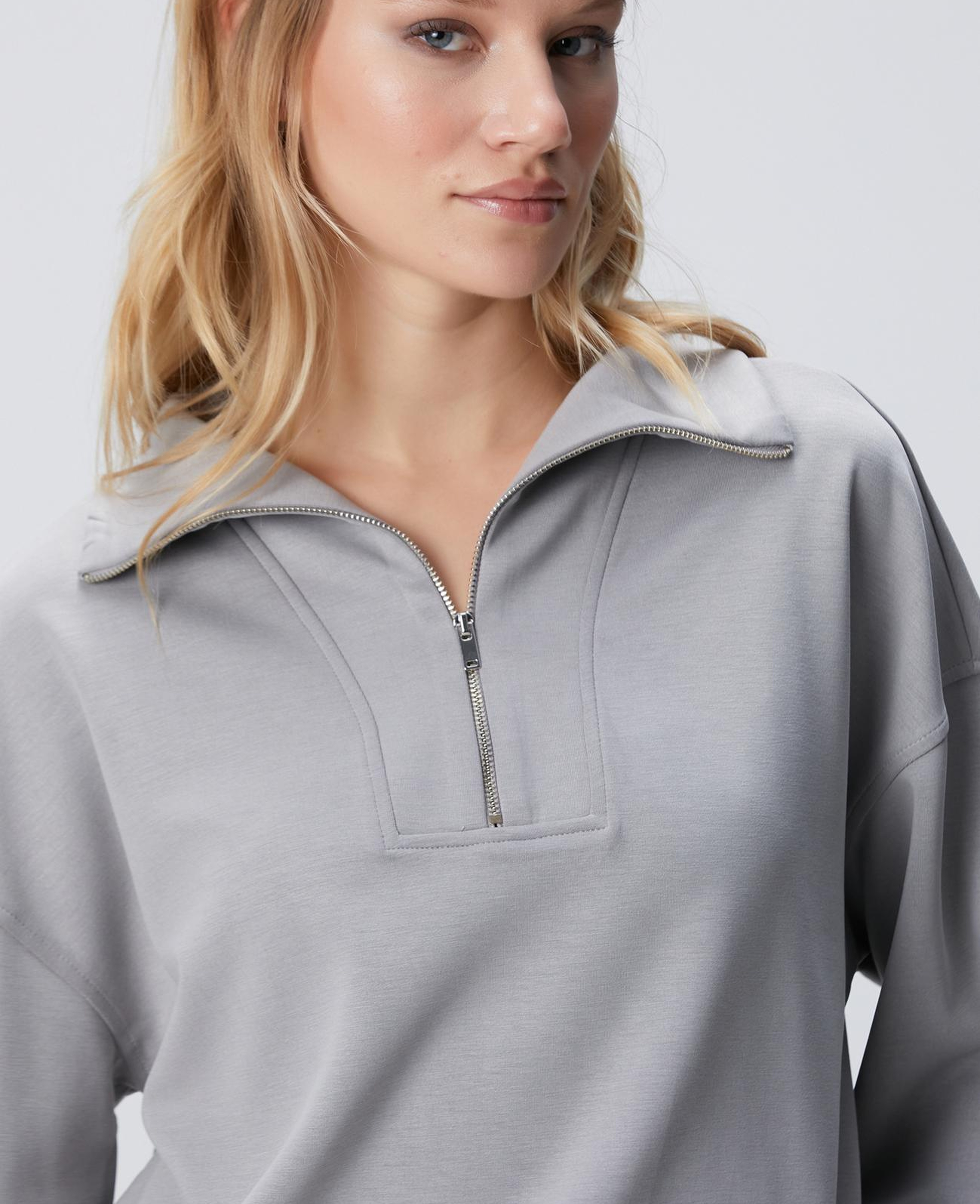 Network Kadın Gri Fermuarlı Sweatshirt