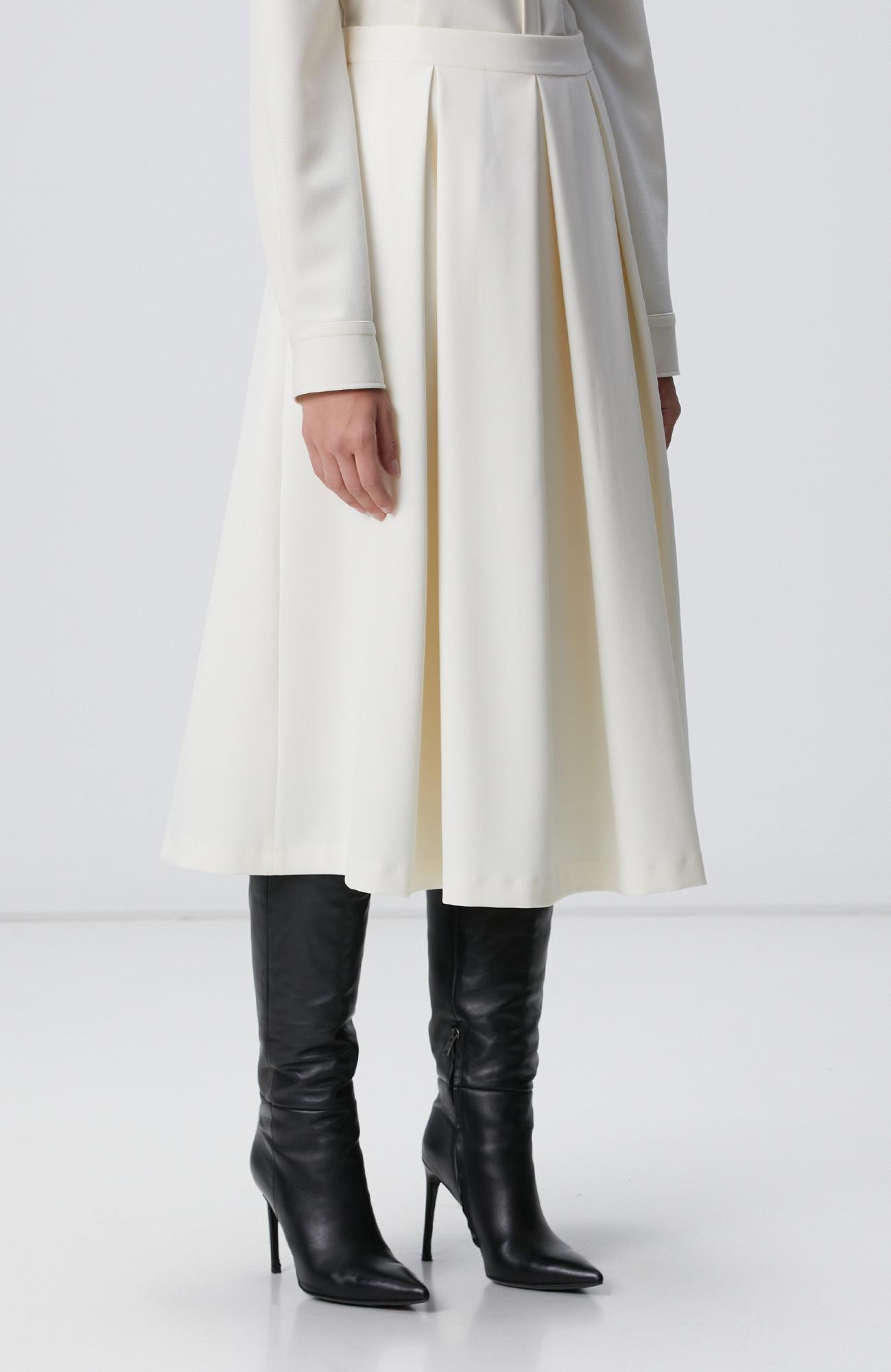 Network Kadın Kırık Beyaz Pileli Midi Boy Etek