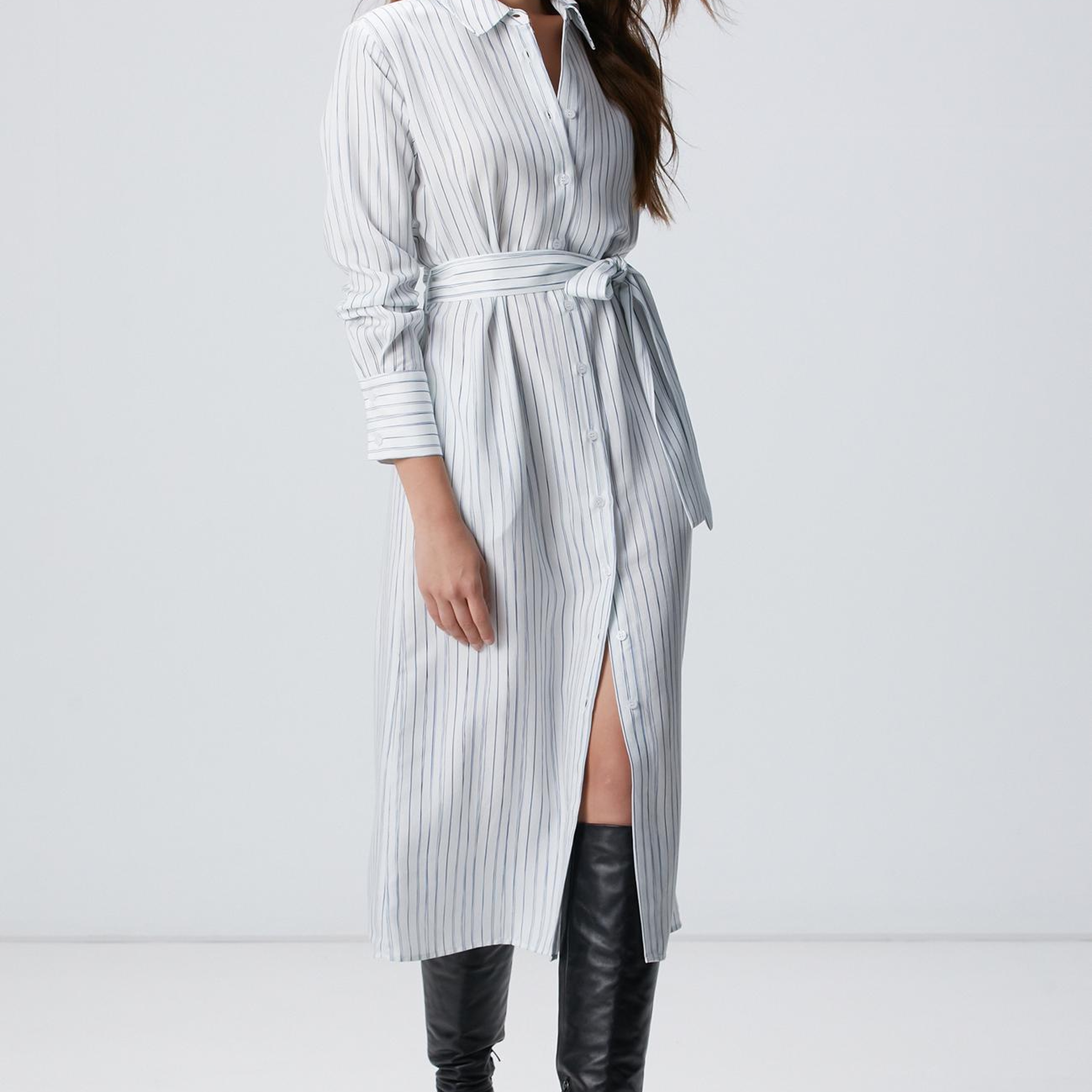 Network Kadın Kırık Beyaz Çizgili Elbise