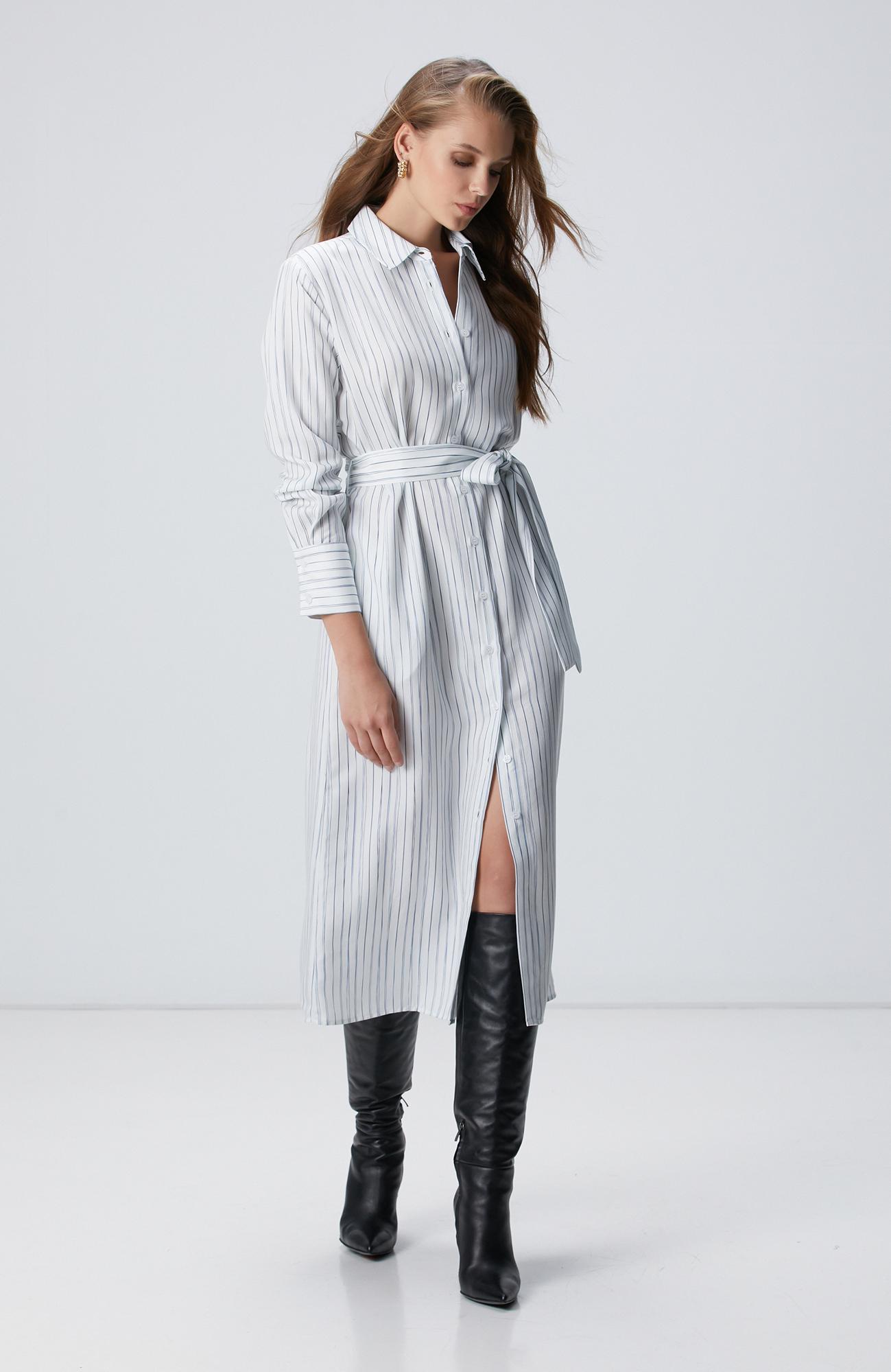 Network Kadın Kırık Beyaz Çizgili Elbise