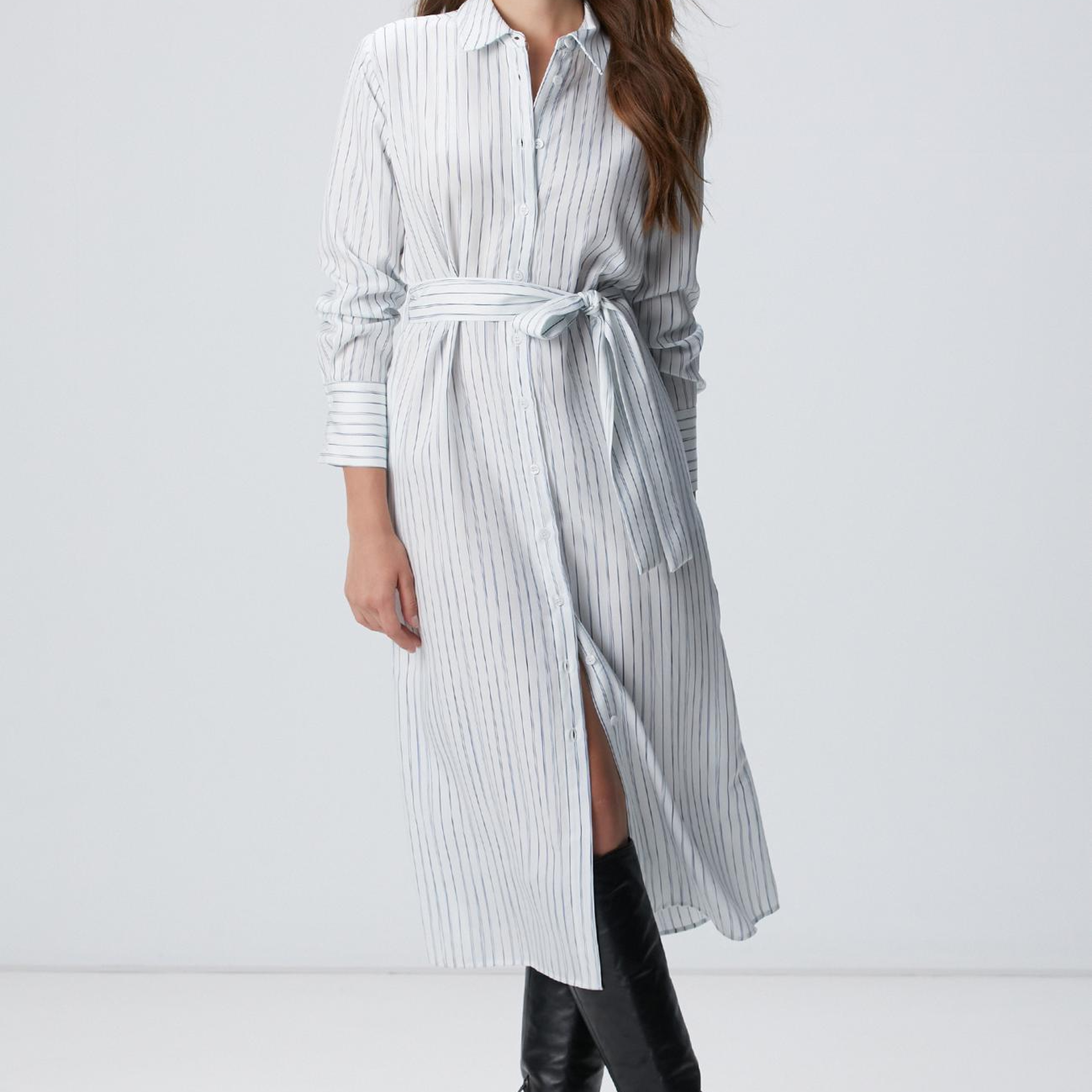 Network Kadın Kırık Beyaz Çizgili Elbise