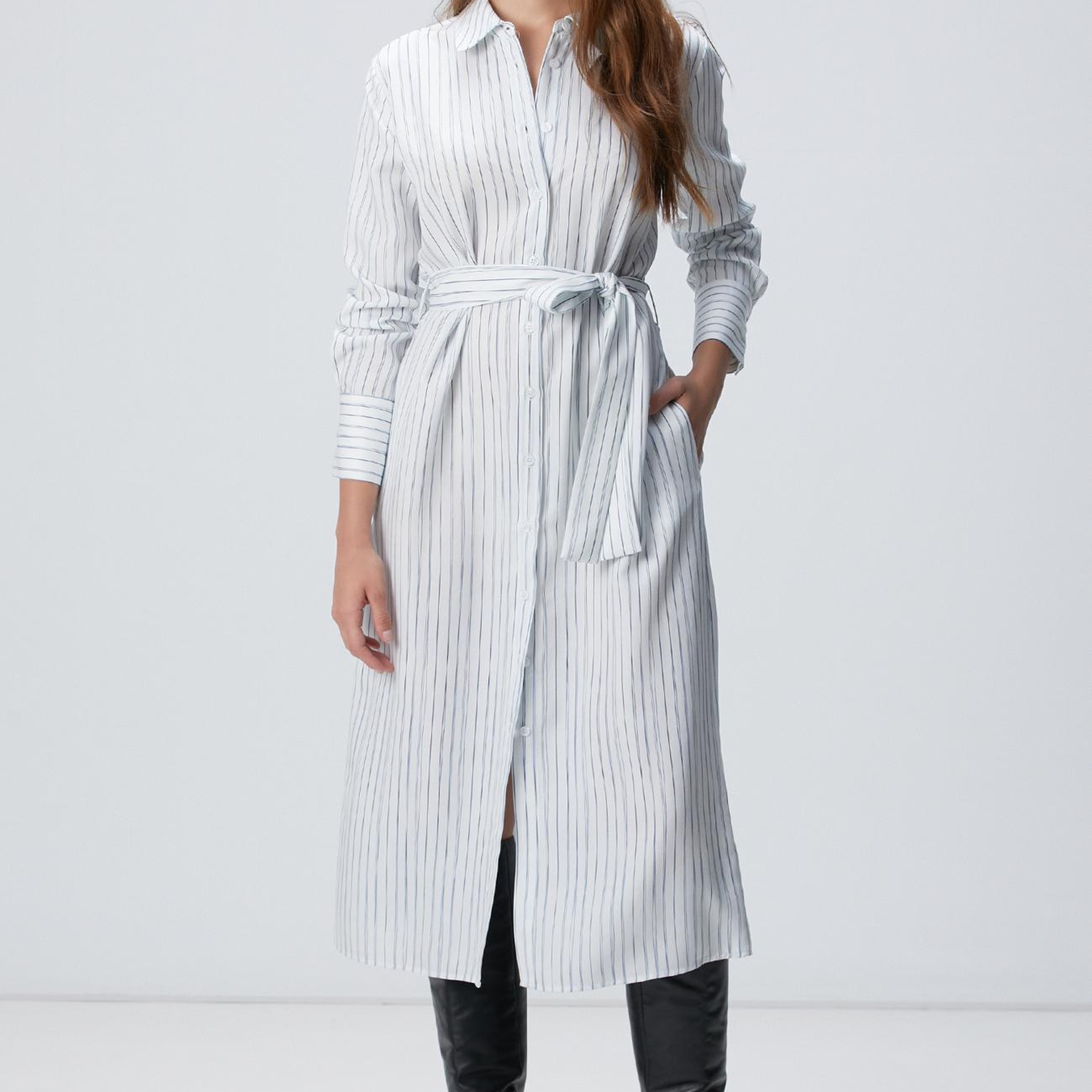 Network Kadın Kırık Beyaz Çizgili Elbise