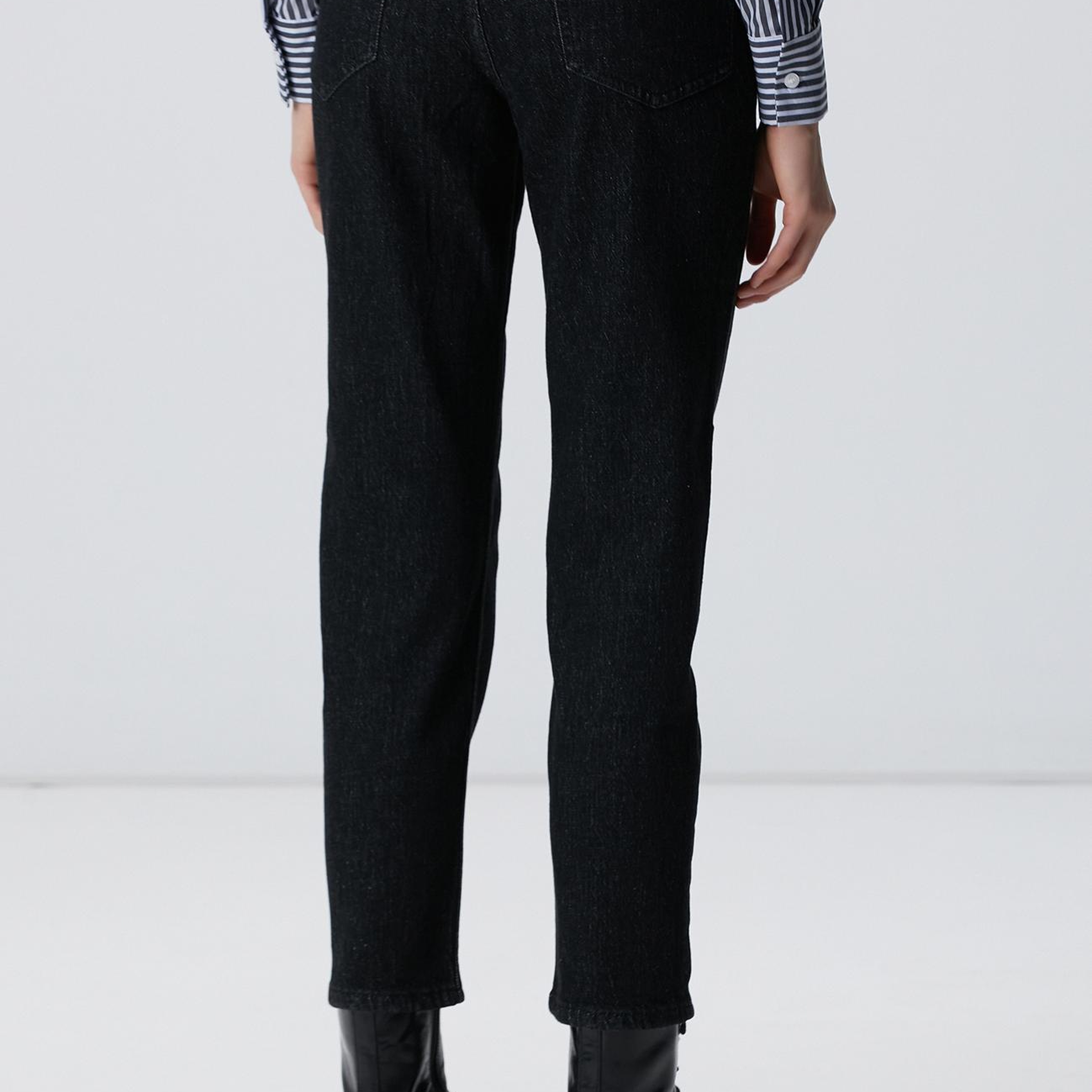 Network Kadın Siyah Mom Fit Denim Pantolon