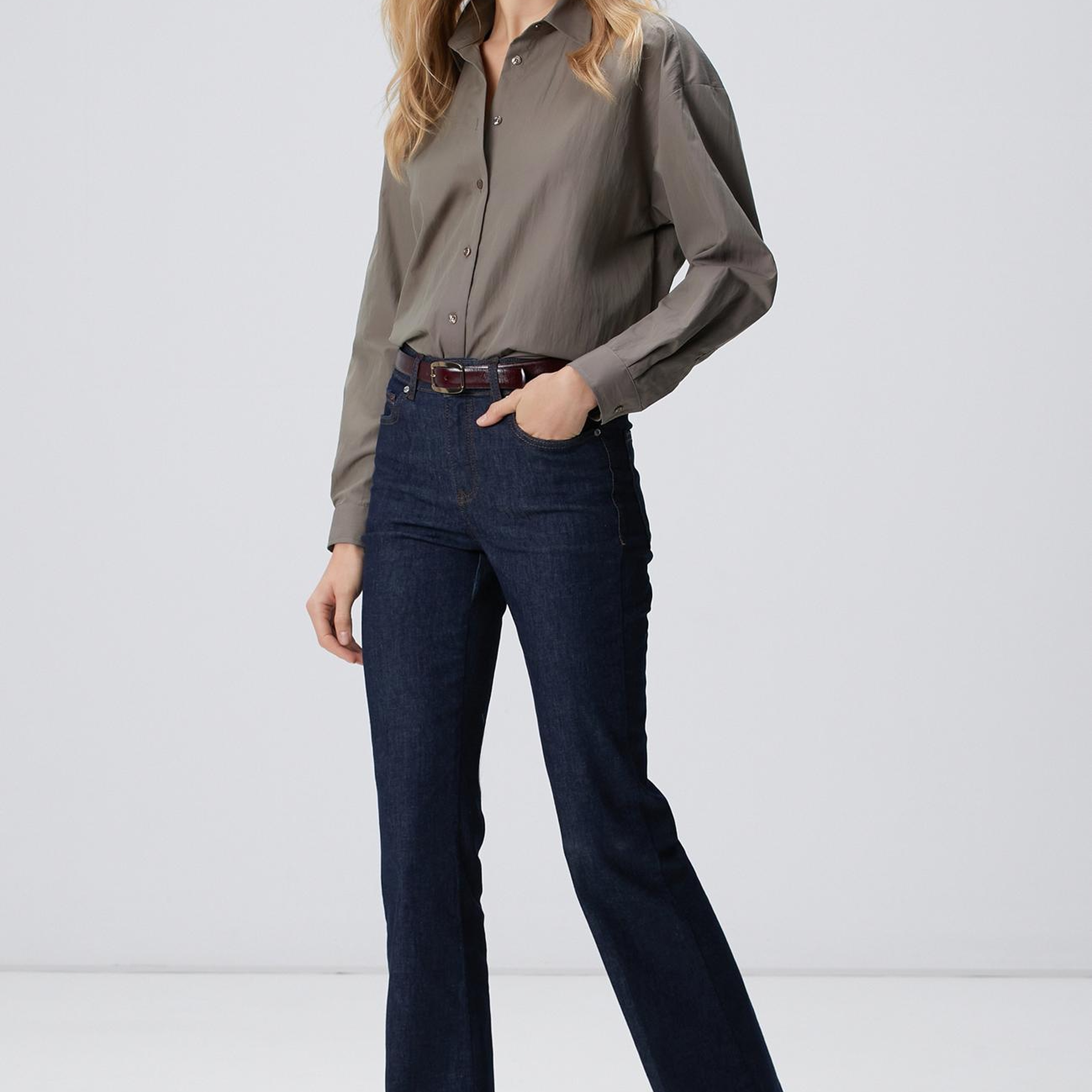 Network Kadın Açık Haki Gömlek