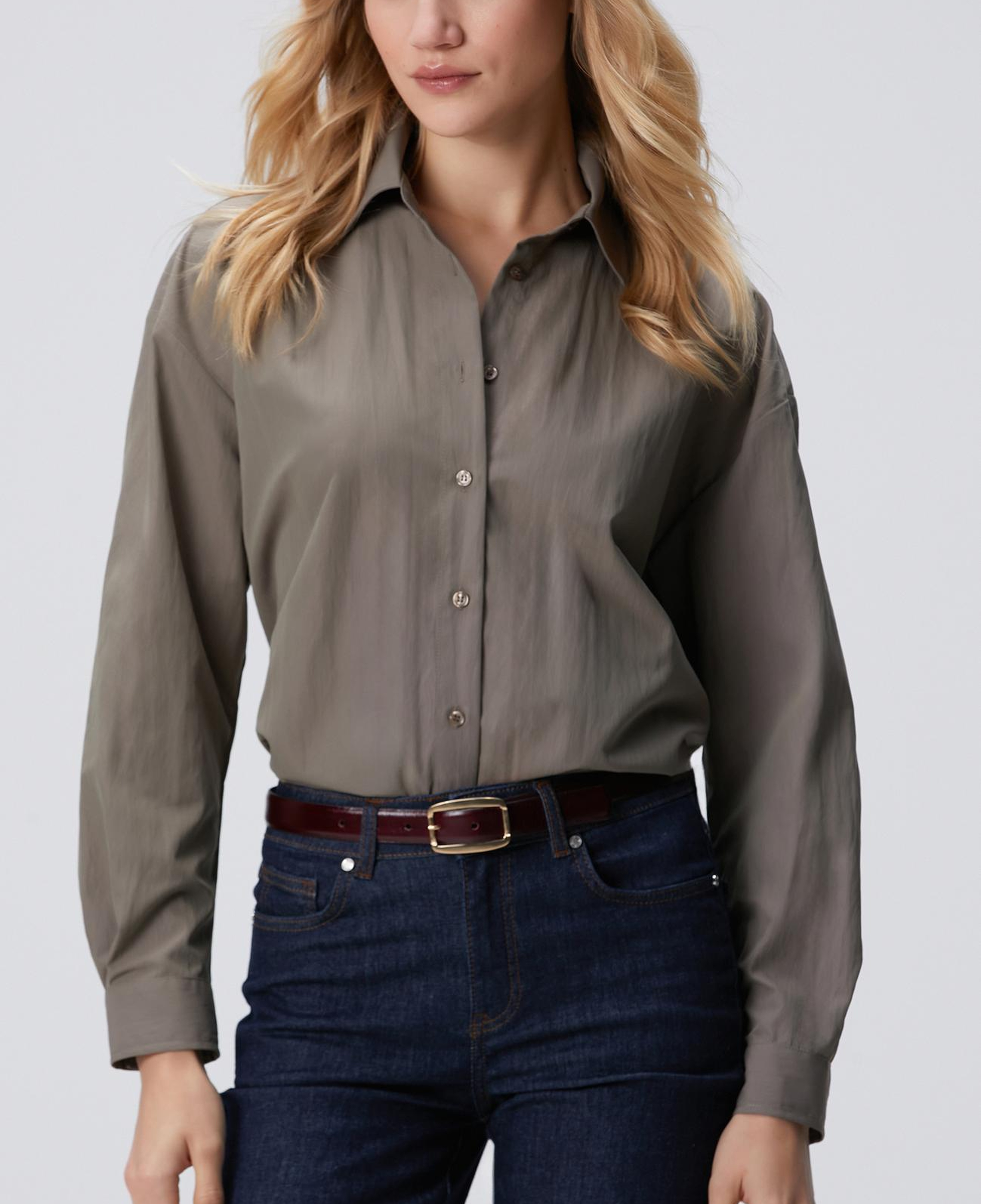 Network Kadın Açık Haki Gömlek