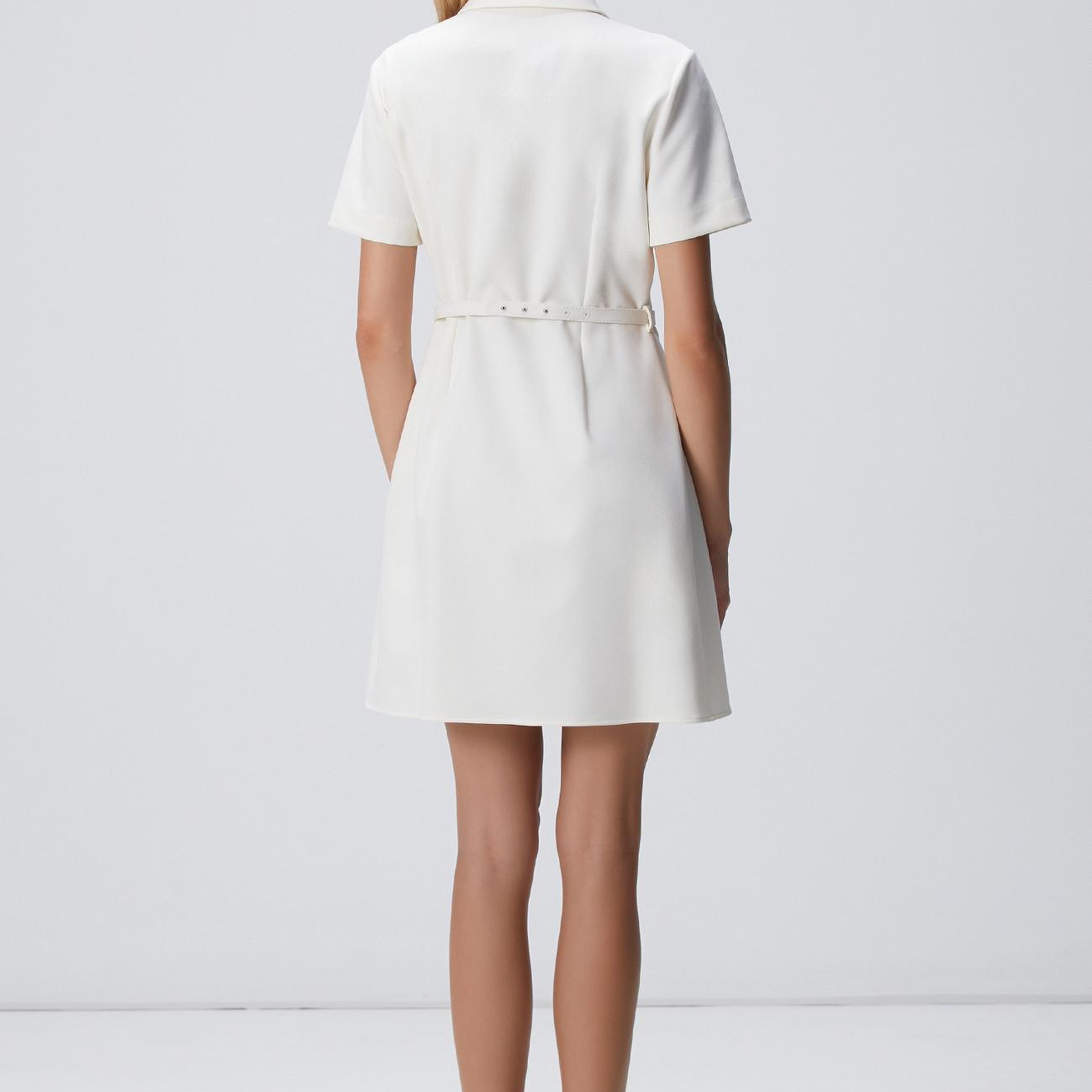 Network Kadın Kırık Beyaz Düğme Detaylı Mini Elbise