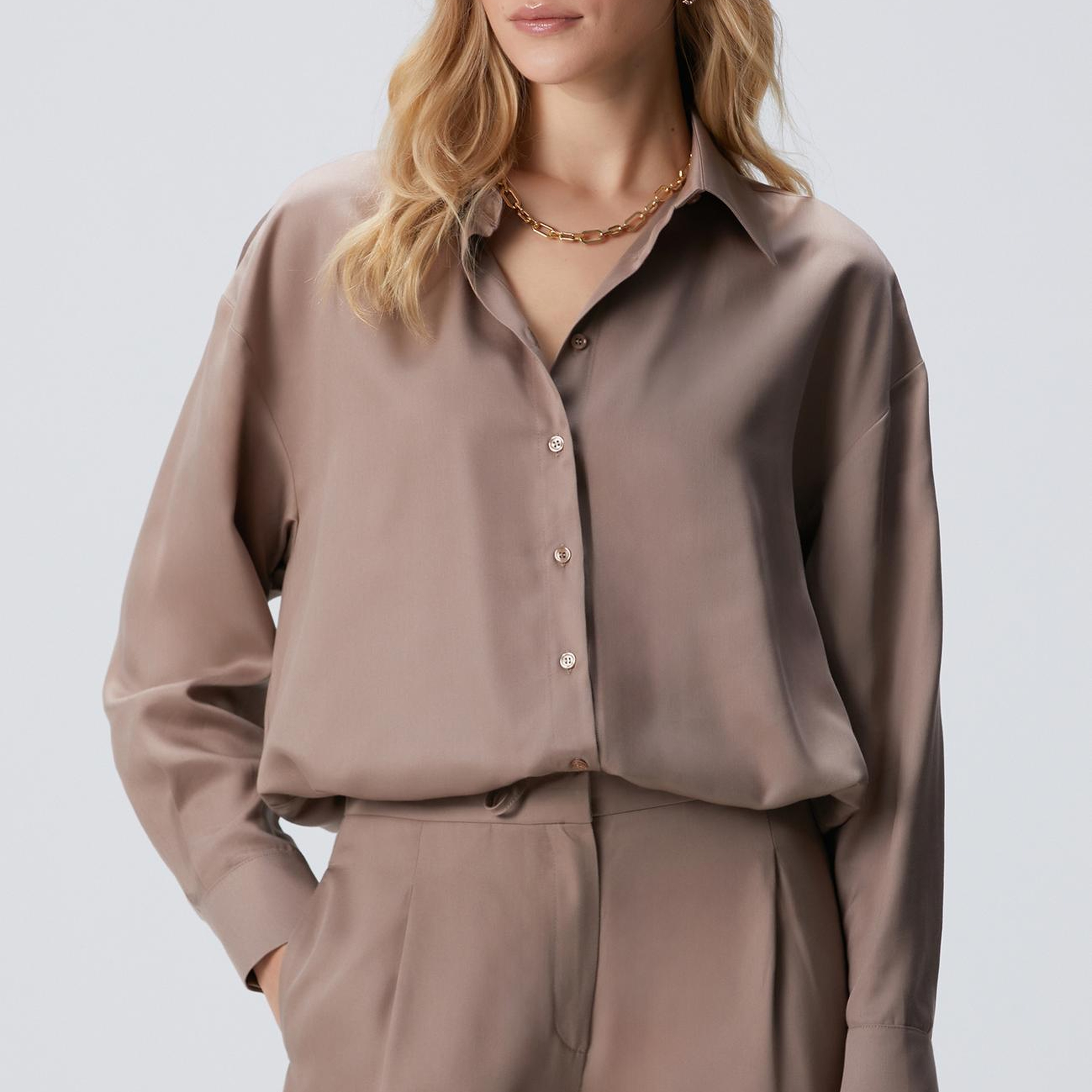 Network Kadın Vizon Beli Büzgülü Tencel Gömlek