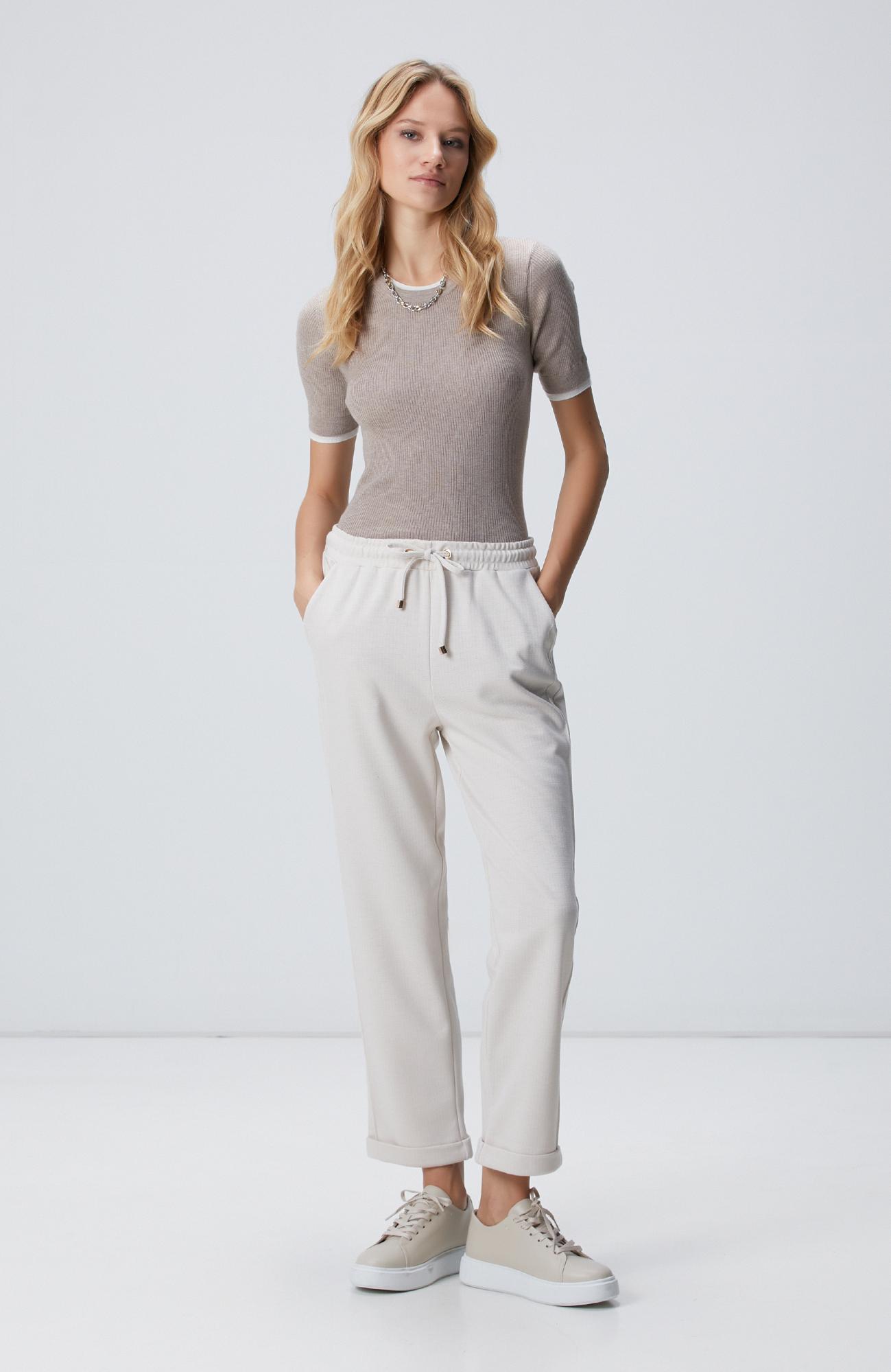 Network Kadın Bej Dikiş Detaylı Casual Pantolon