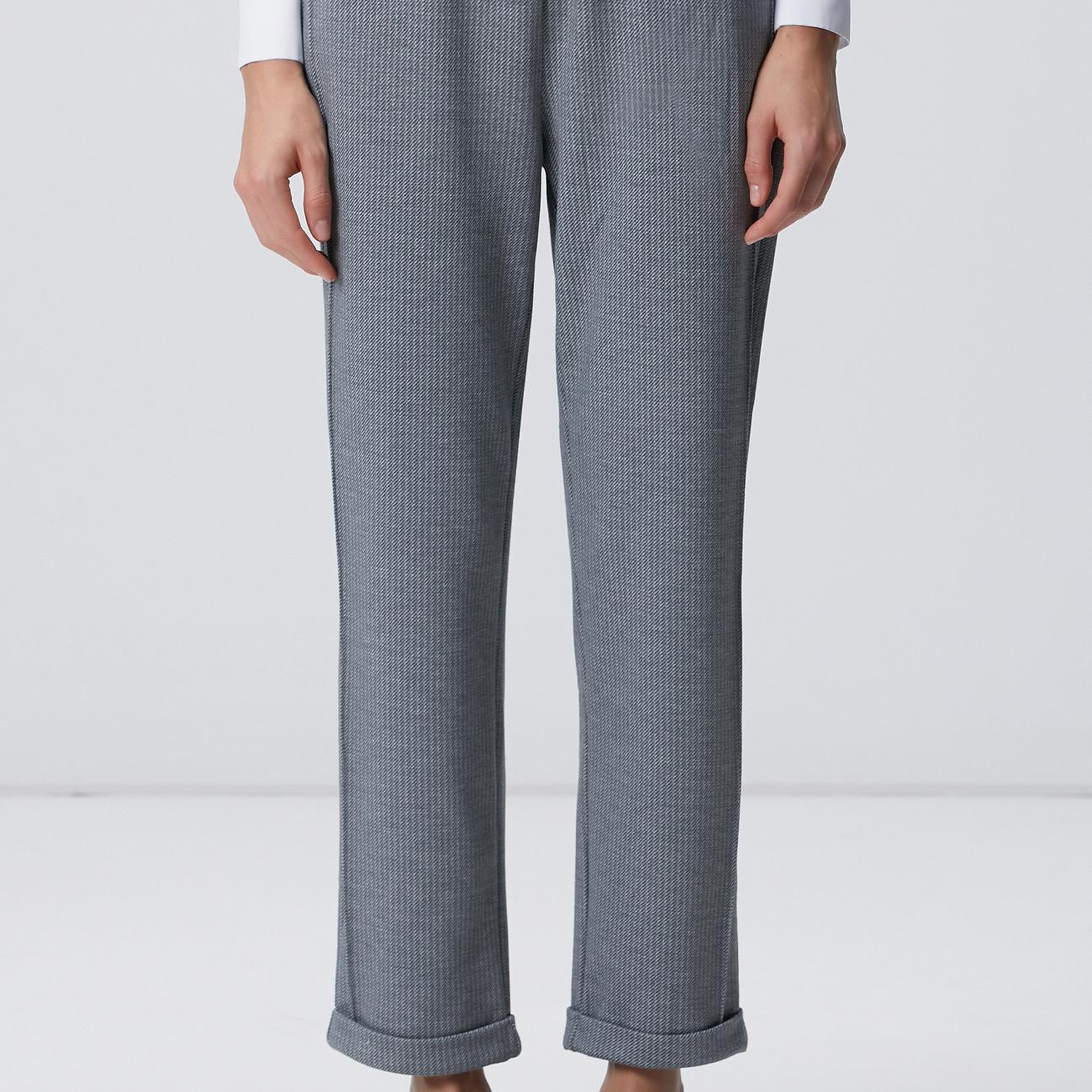 Network Kadın Gri Dikiş Detaylı Casual Pantolon