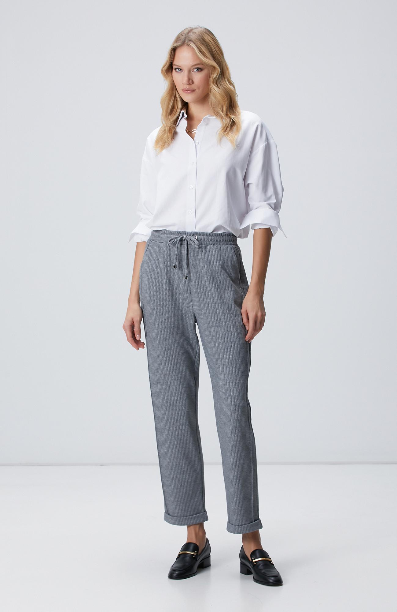 Network Kadın Gri Dikiş Detaylı Casual Pantolon