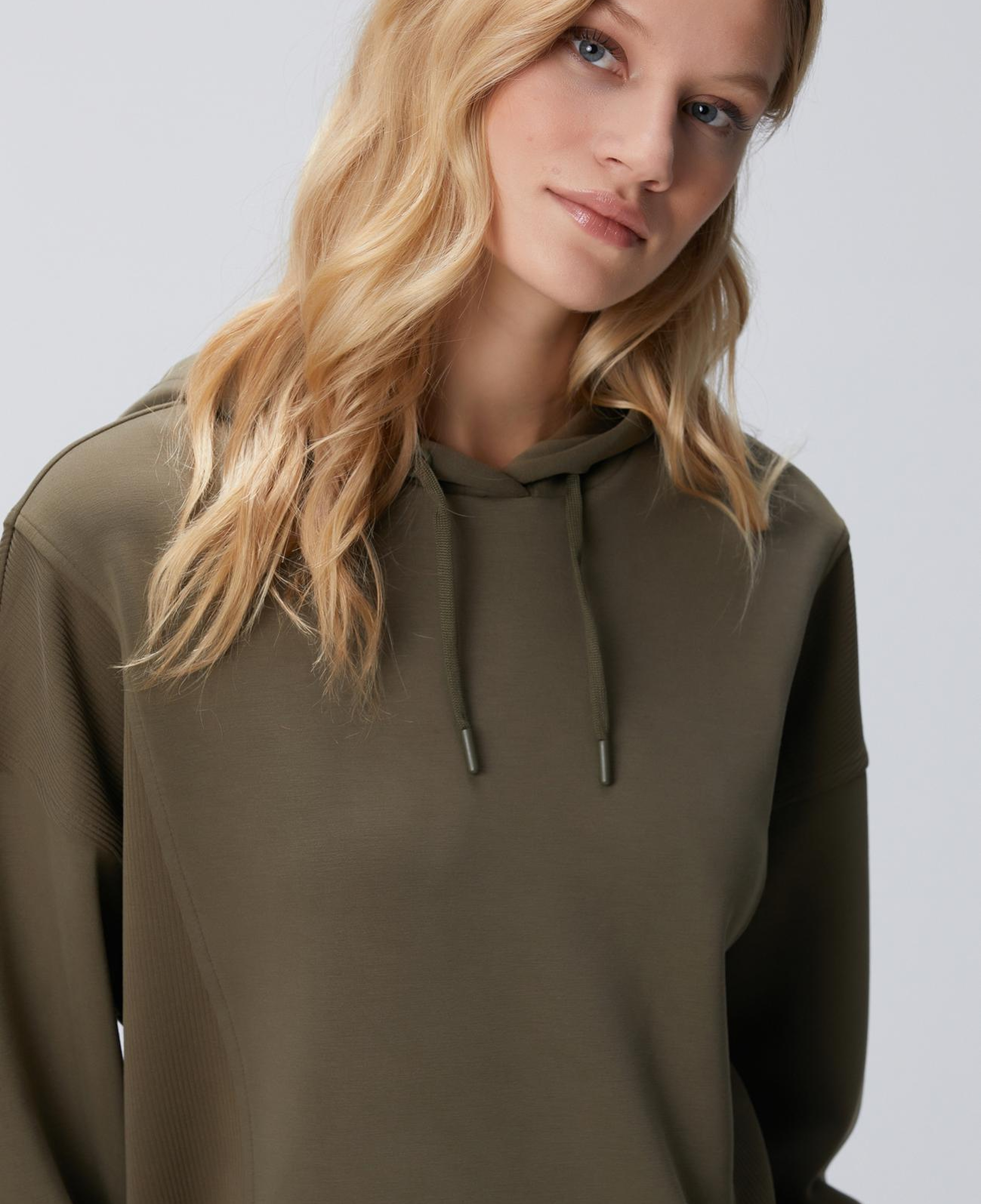 Network Kadın Haki Kapüşonlu Sweatshirt