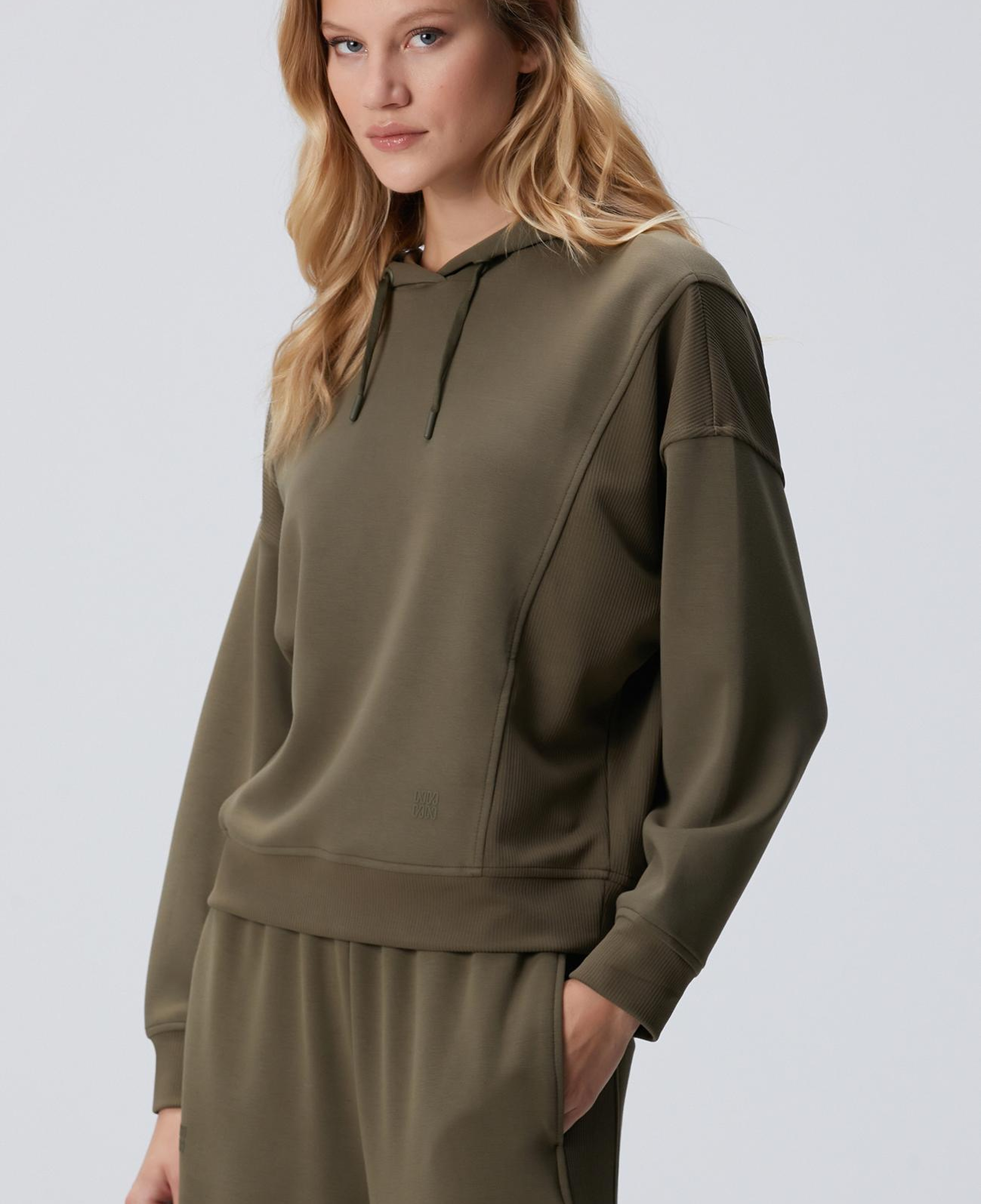 Network Kadın Haki Kapüşonlu Sweatshirt