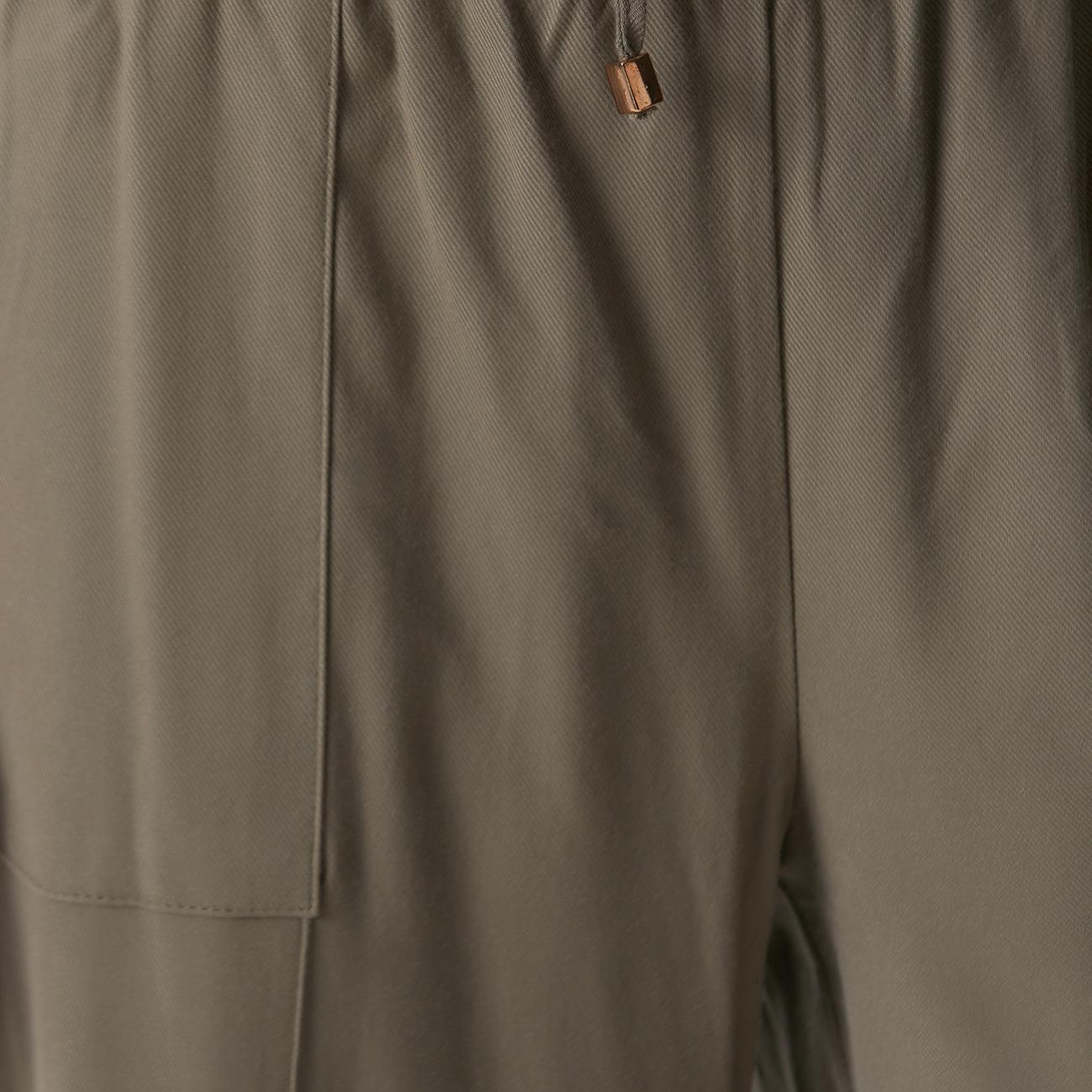 Network Kadın Haki İnce Diyagonal Desenli Tencel Pantolon