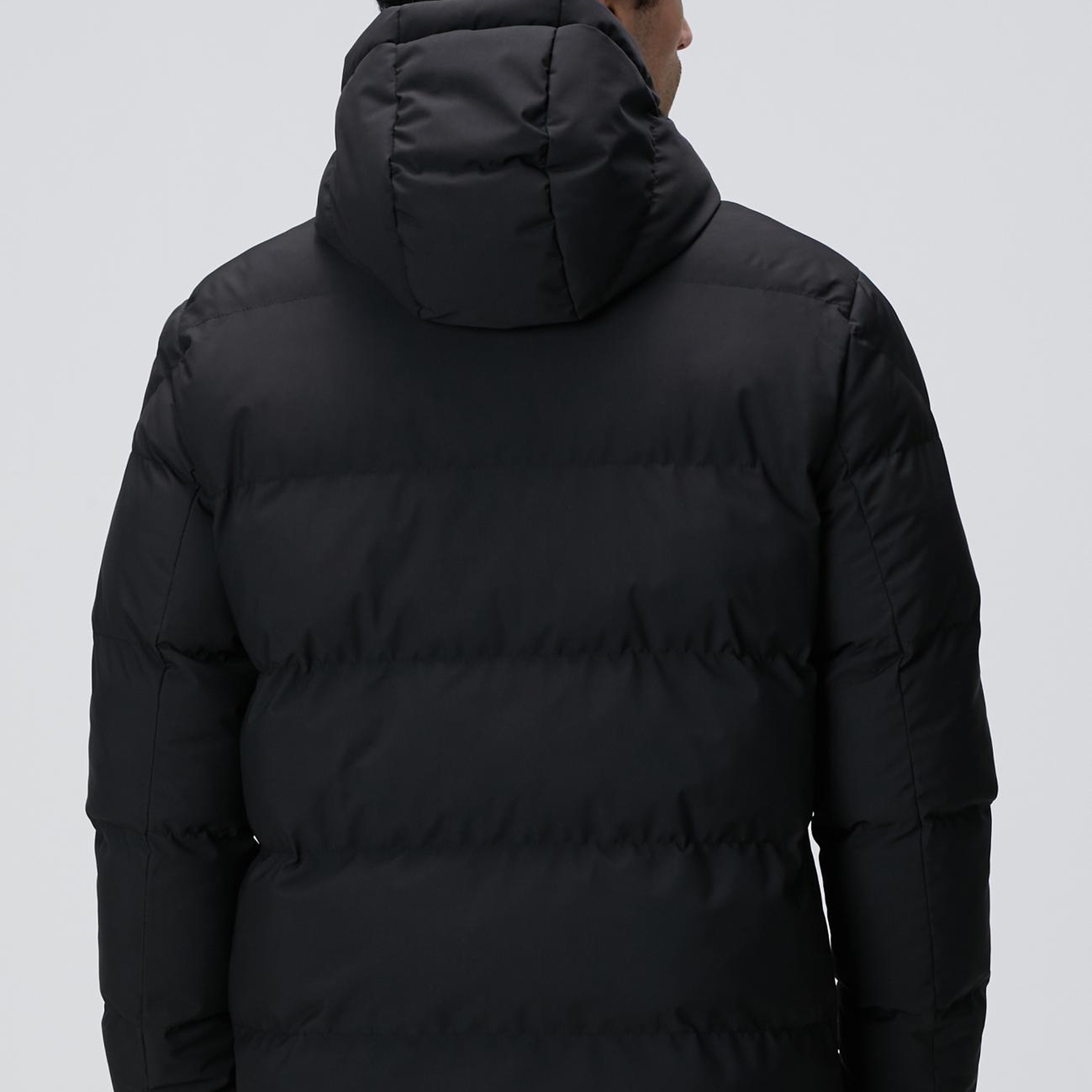 Network Erkek Siyah Kapüşonlu Puffer Mont