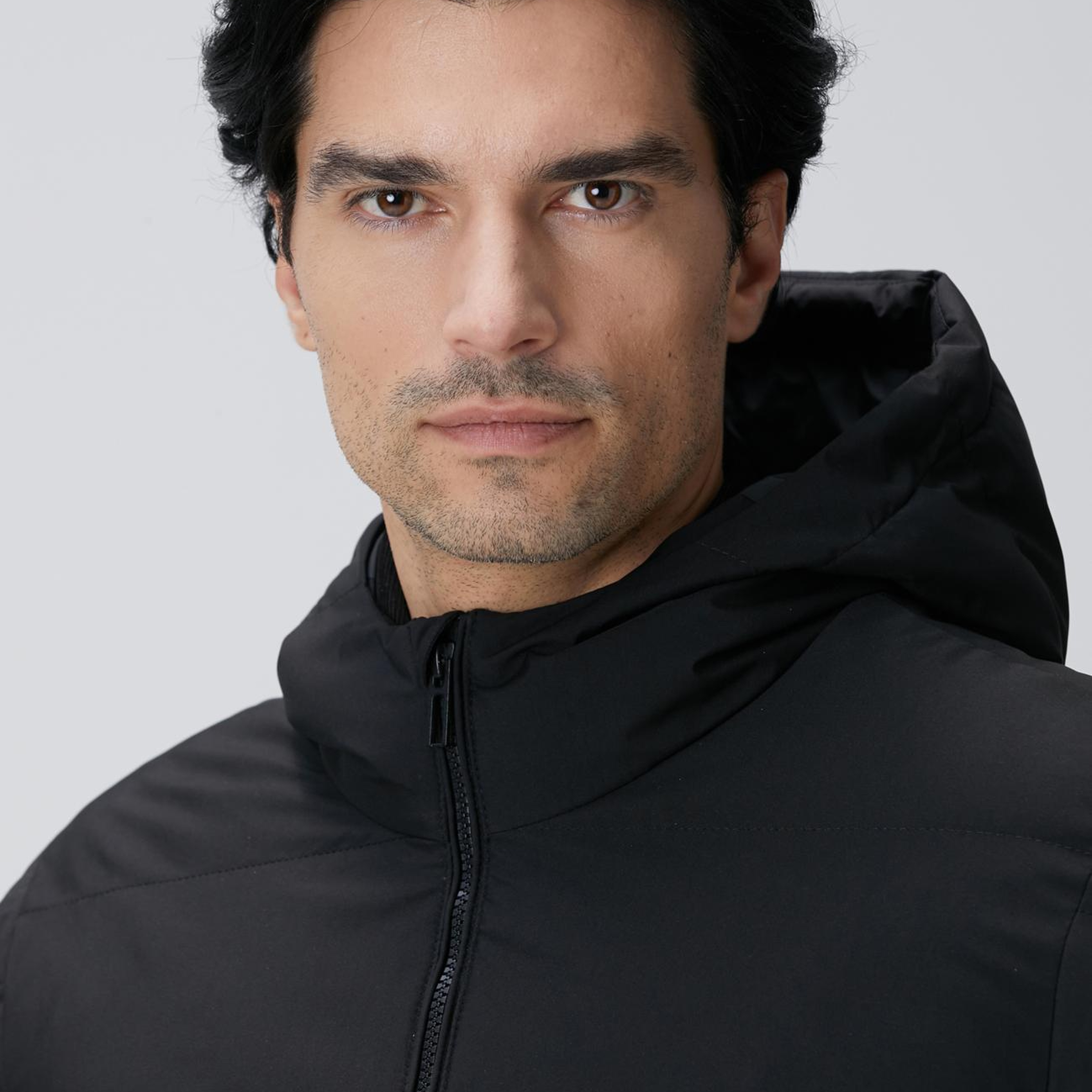 Network Erkek Siyah Kapüşonlu Puffer Mont