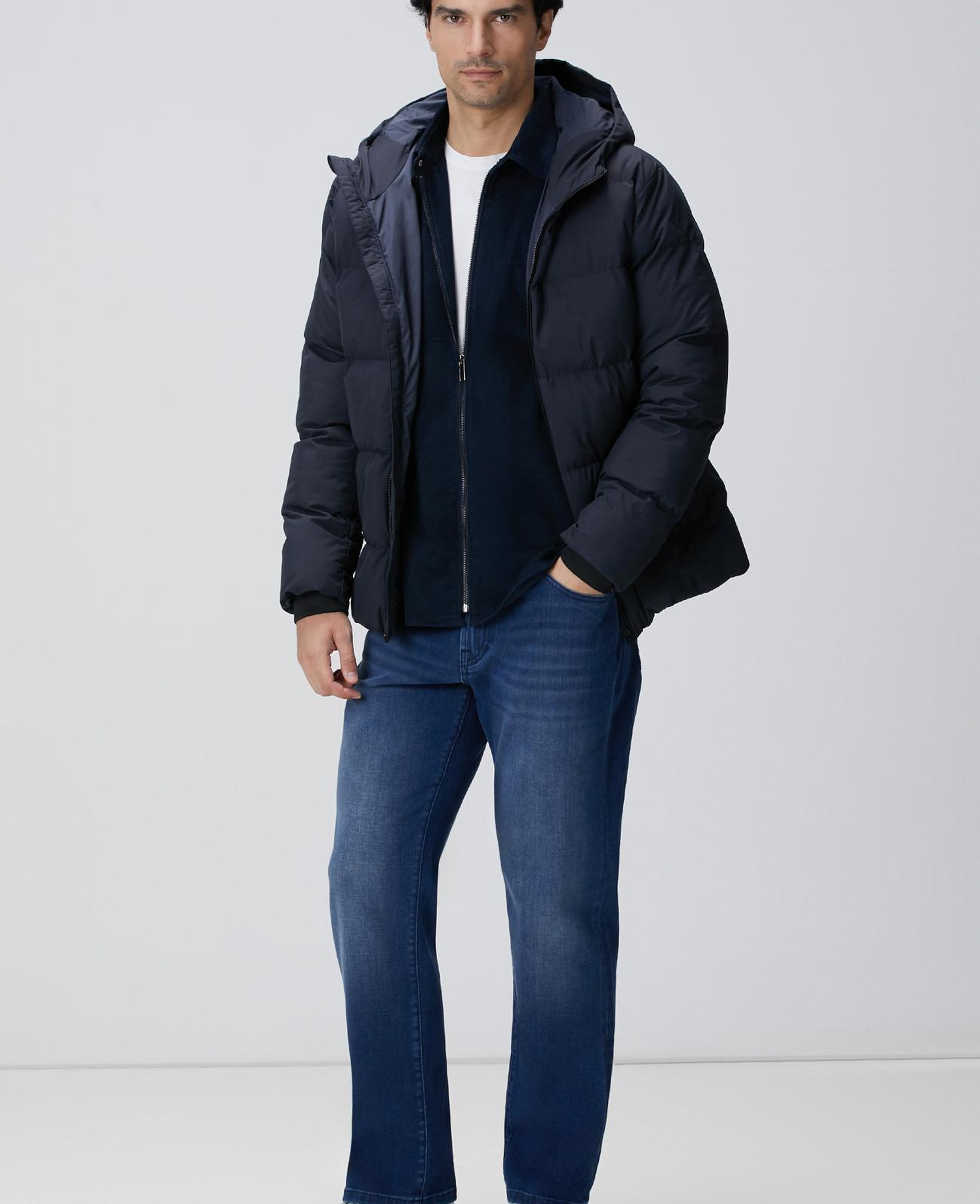 Network Erkek Lacivert Kapüşonlu Puffer Mont