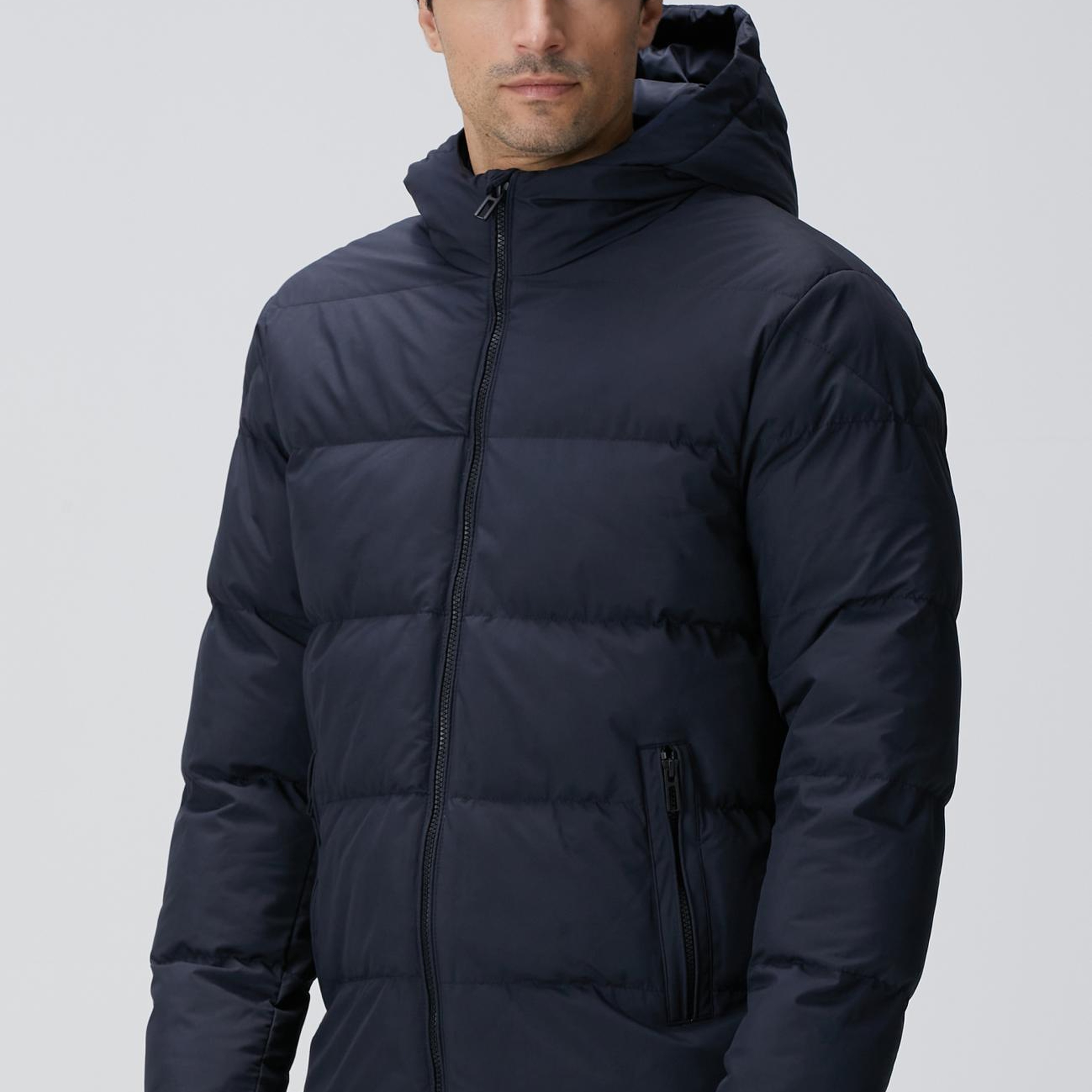 Network Erkek Lacivert Kapüşonlu Puffer Mont