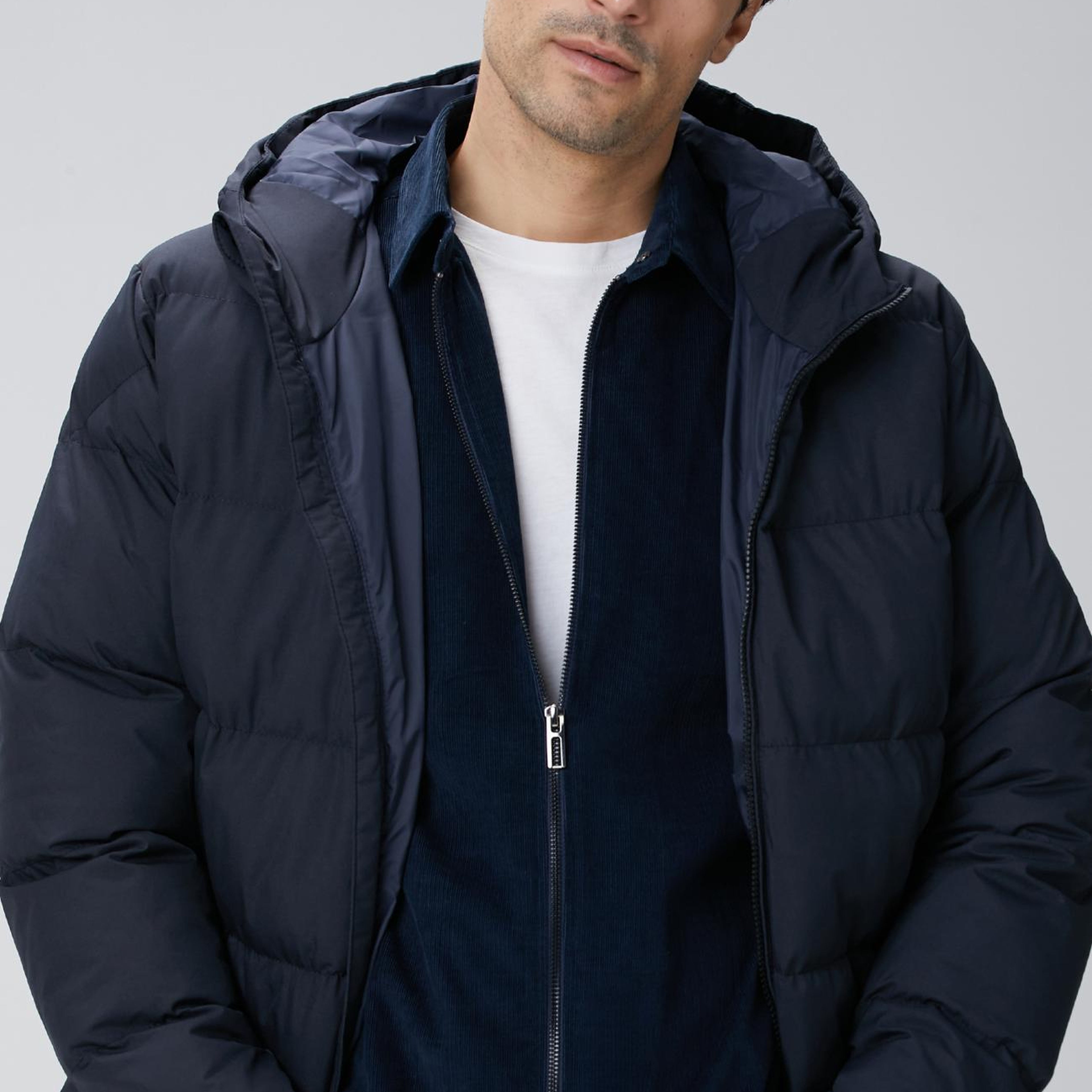 Network Erkek Lacivert Kapüşonlu Puffer Mont