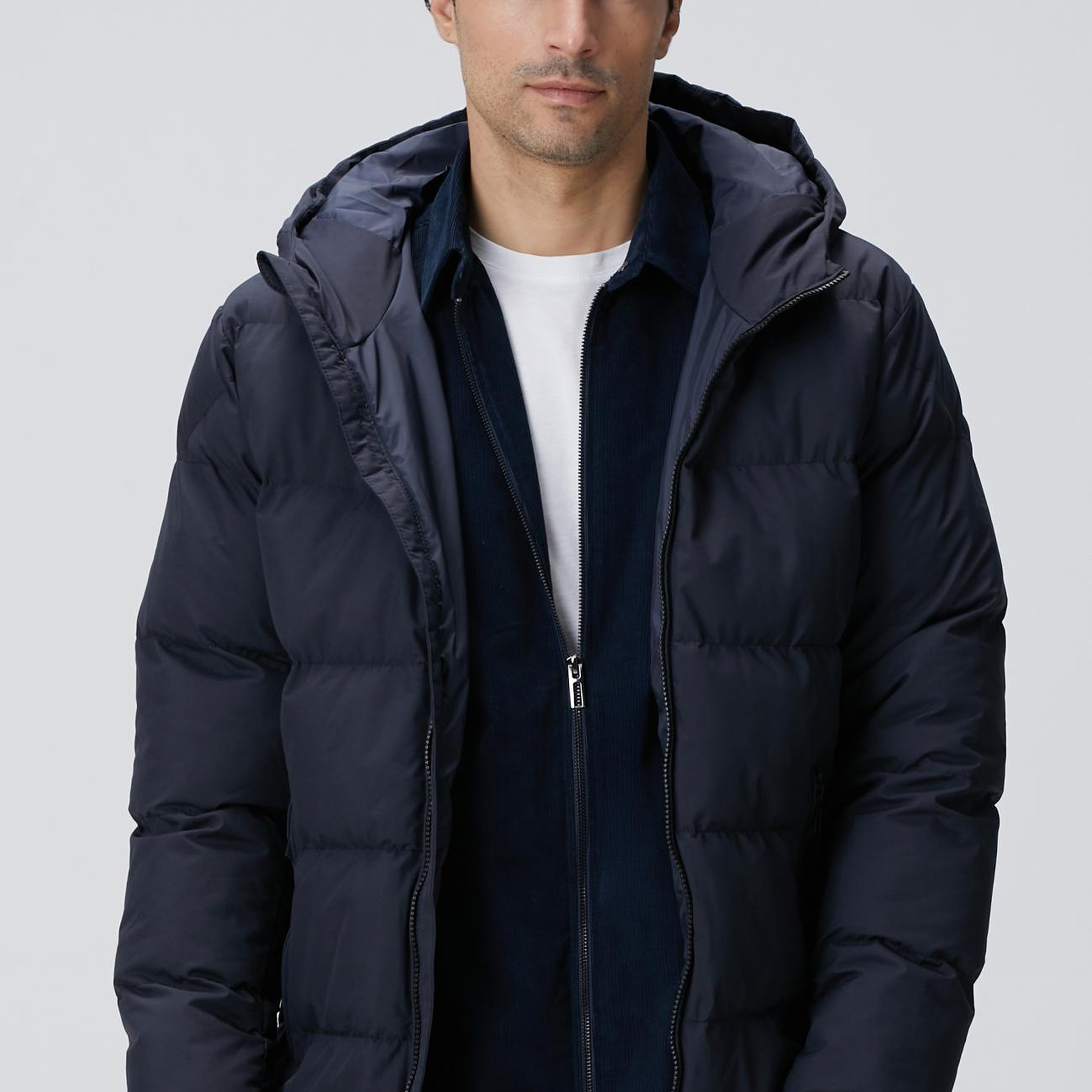 Network Erkek Lacivert Kapüşonlu Puffer Mont