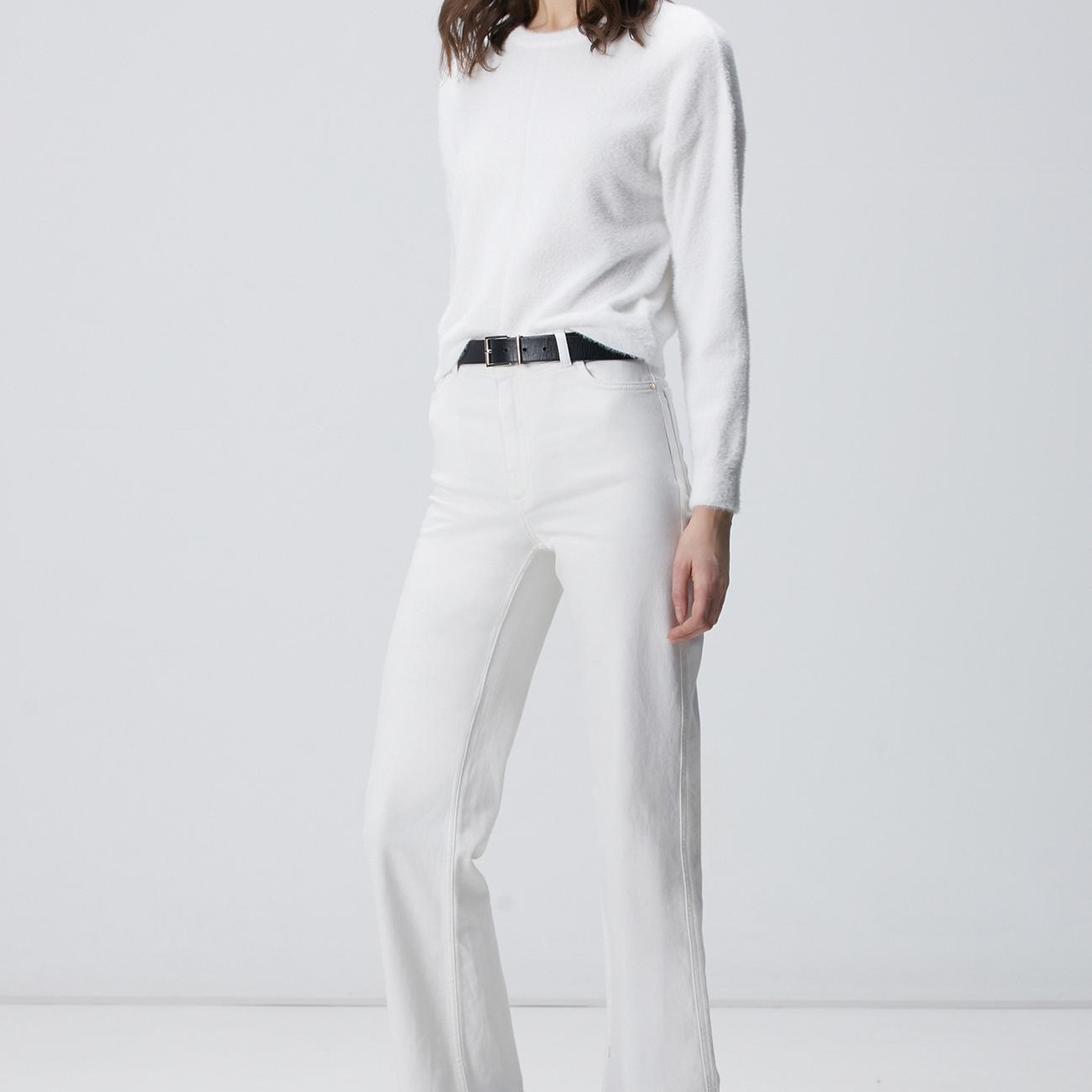 Network Kadın Kırık Beyaz Sakal İp Basic Kazak