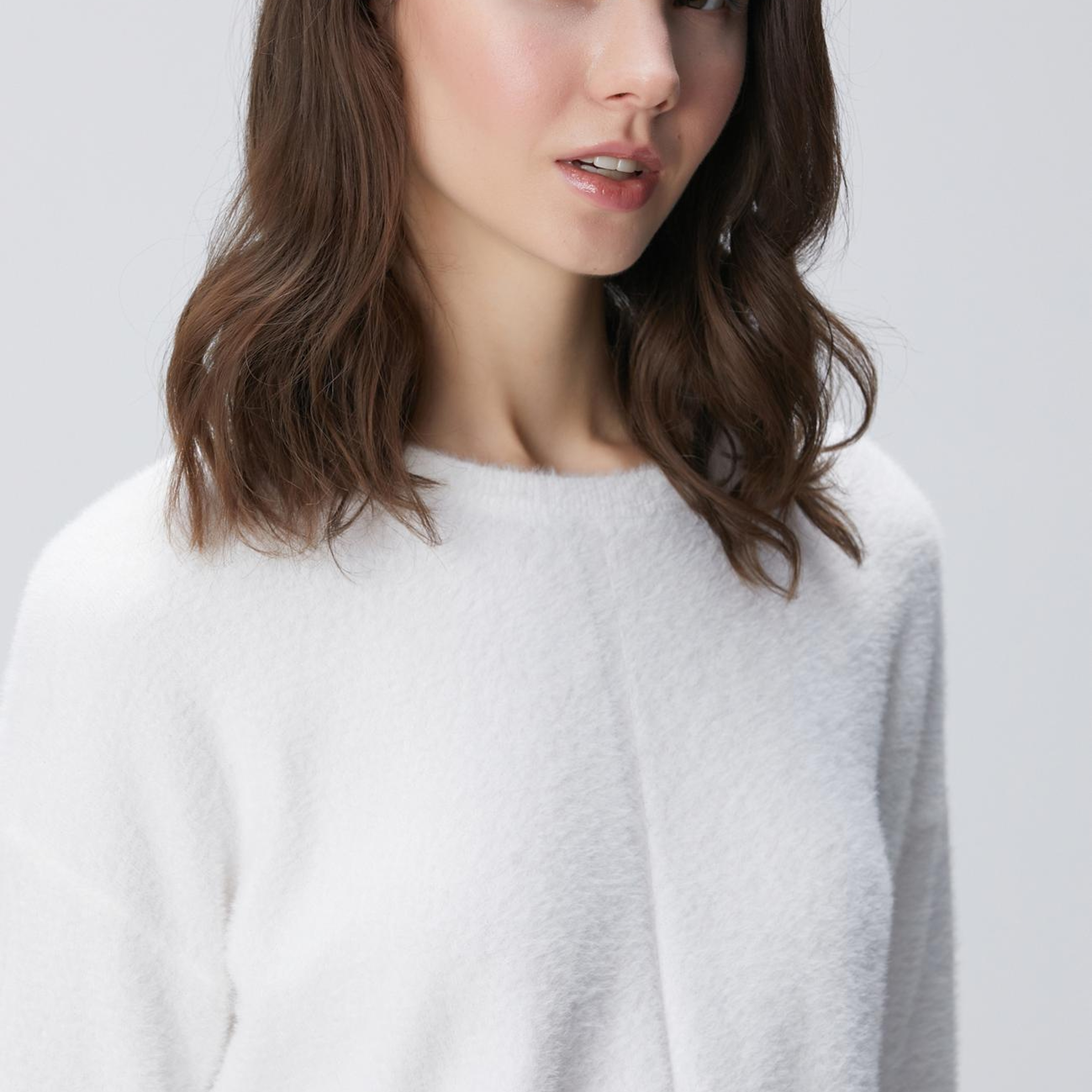 Network Kadın Kırık Beyaz Sakal İp Basic Kazak