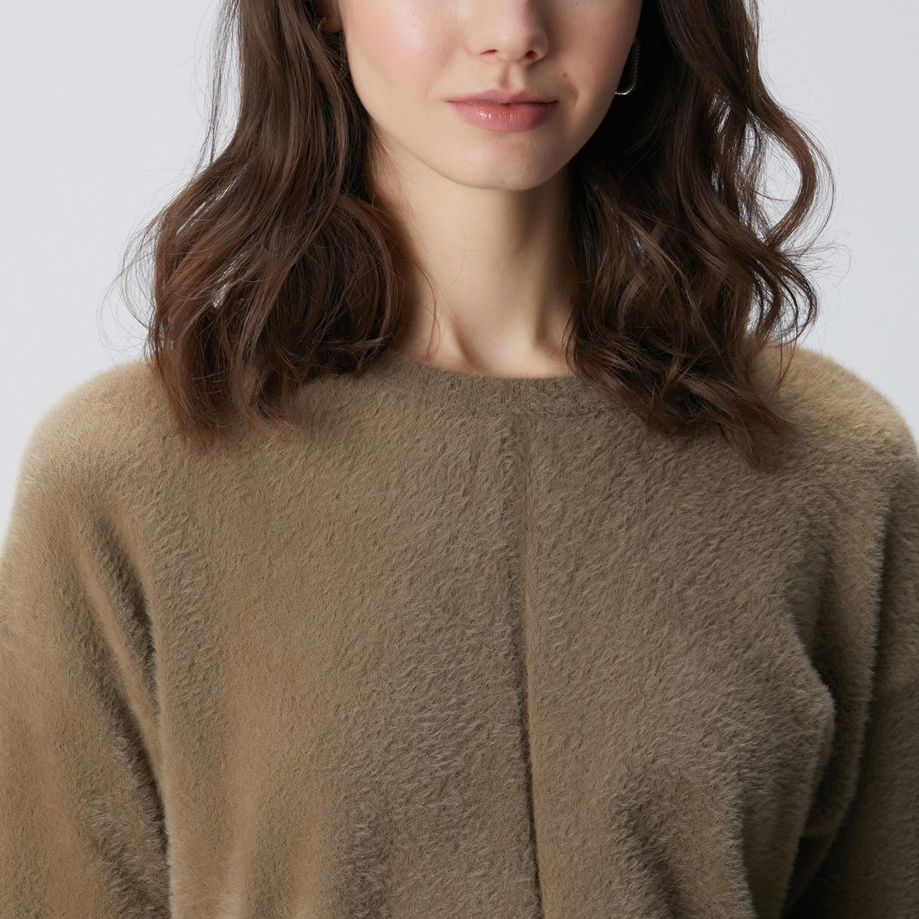 Network Kadın Haki Sakal İp Basic Kazak