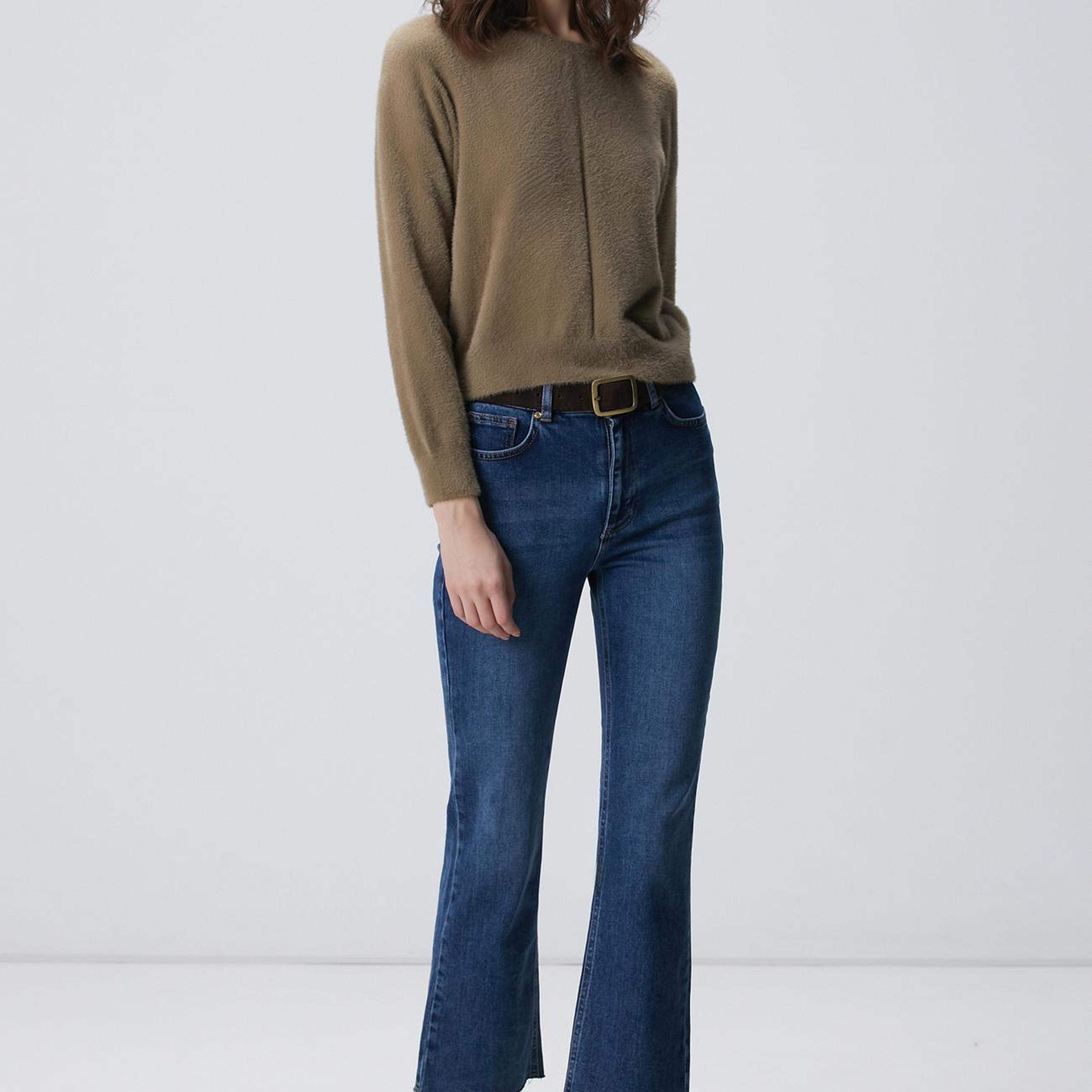 Network Kadın Haki Sakal İp Basic Kazak