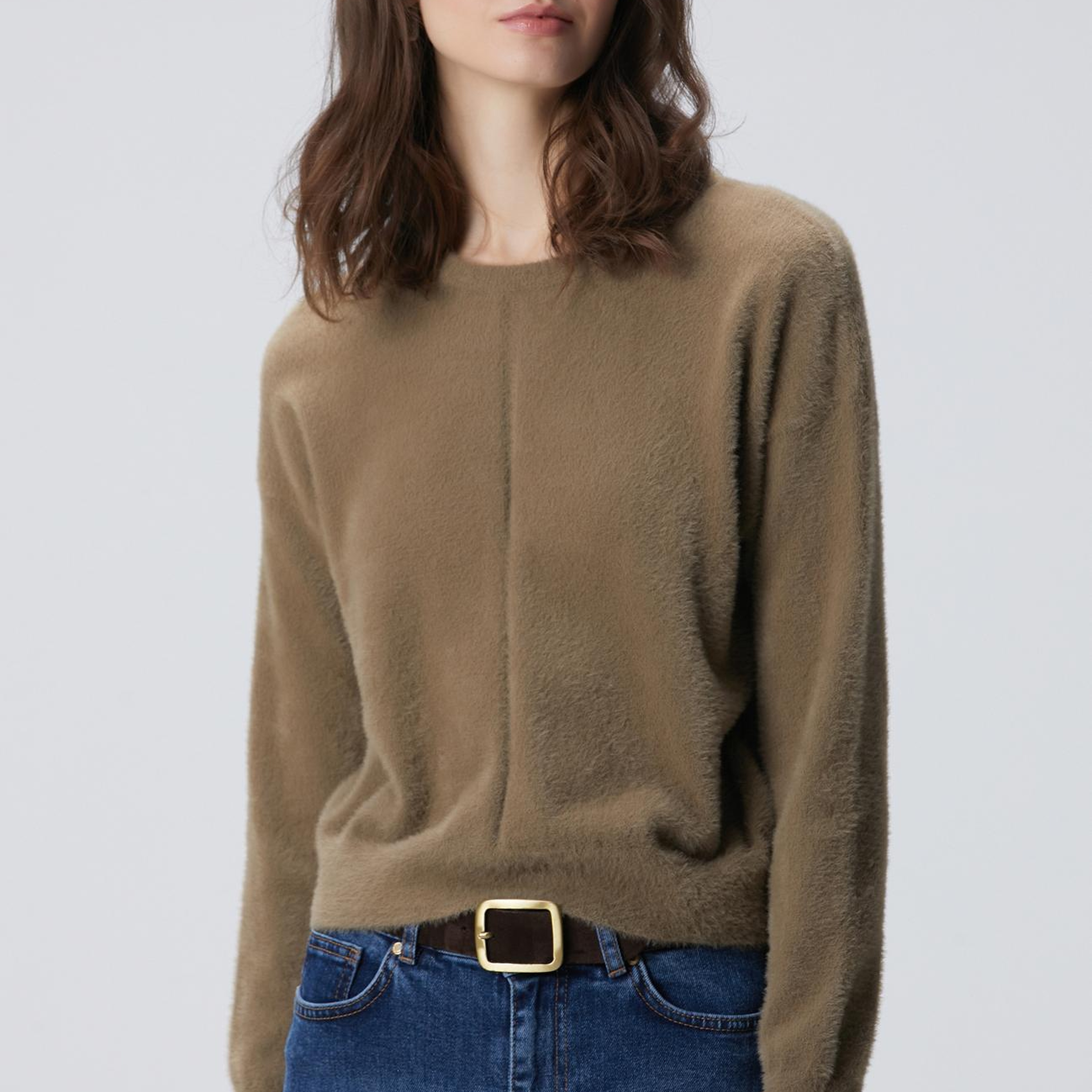 Network Kadın Haki Sakal İp Basic Kazak