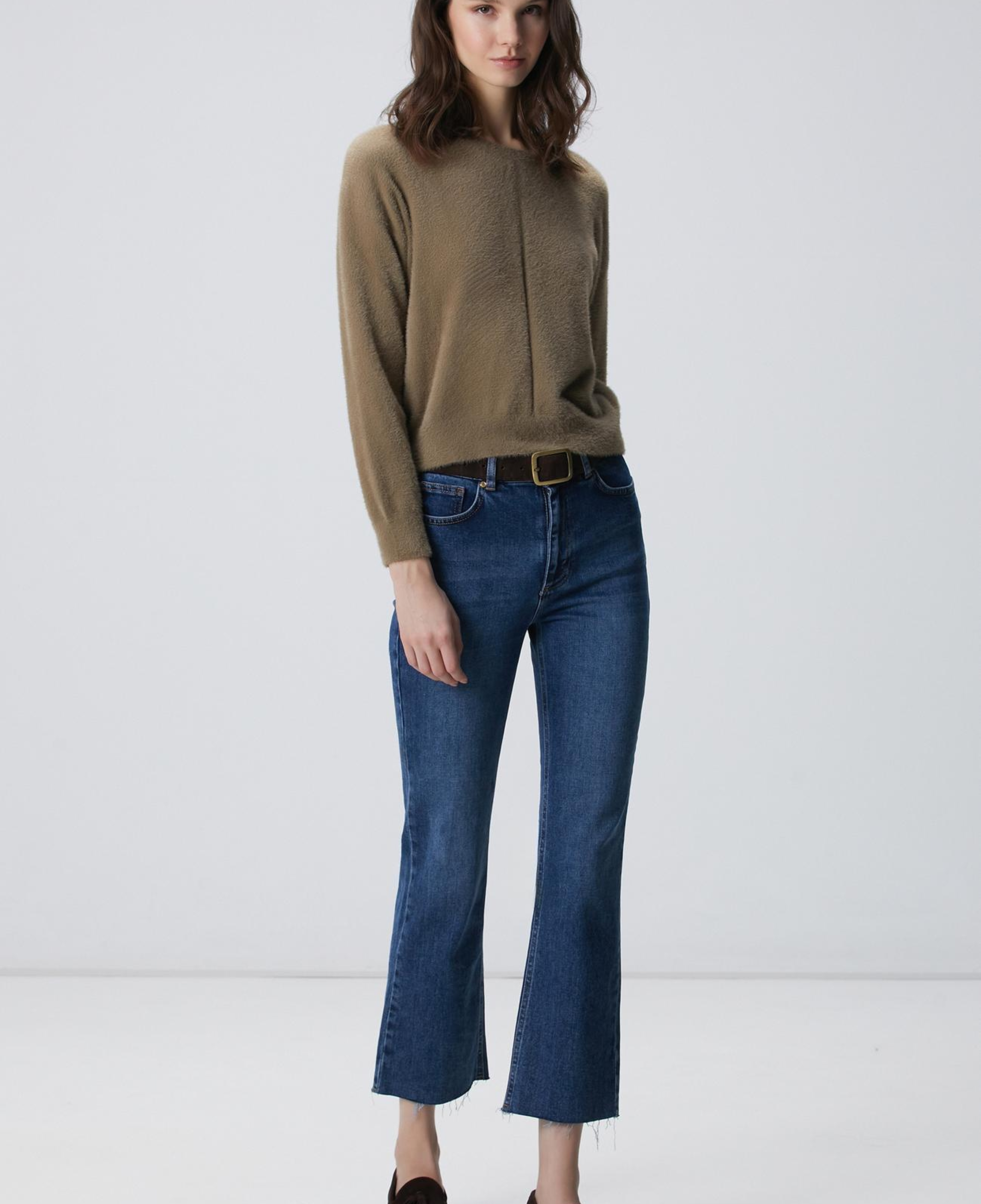 Network Kadın Haki Sakal İp Basic Kazak