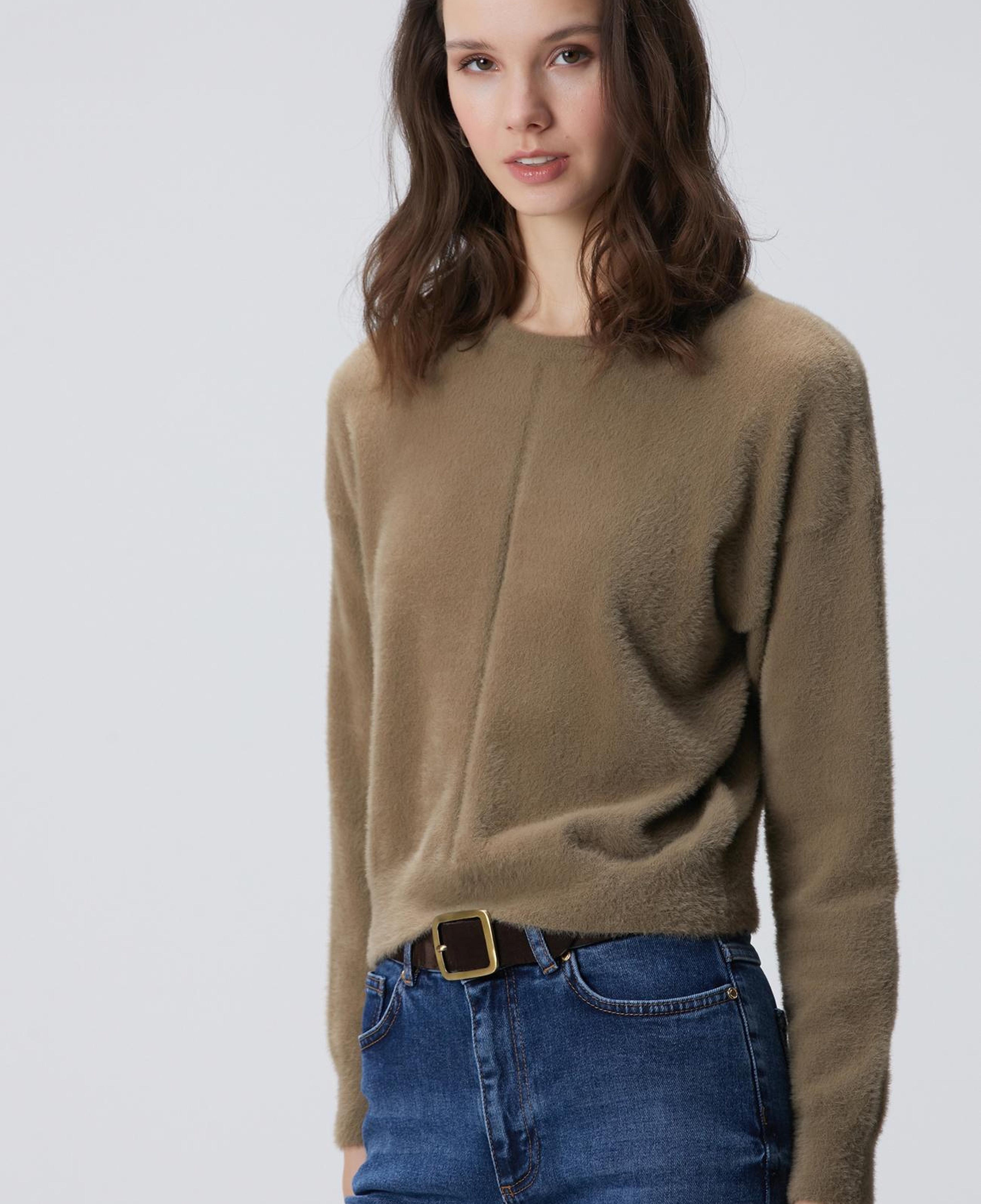 Network Kadın Haki Sakal İp Basic Kazak