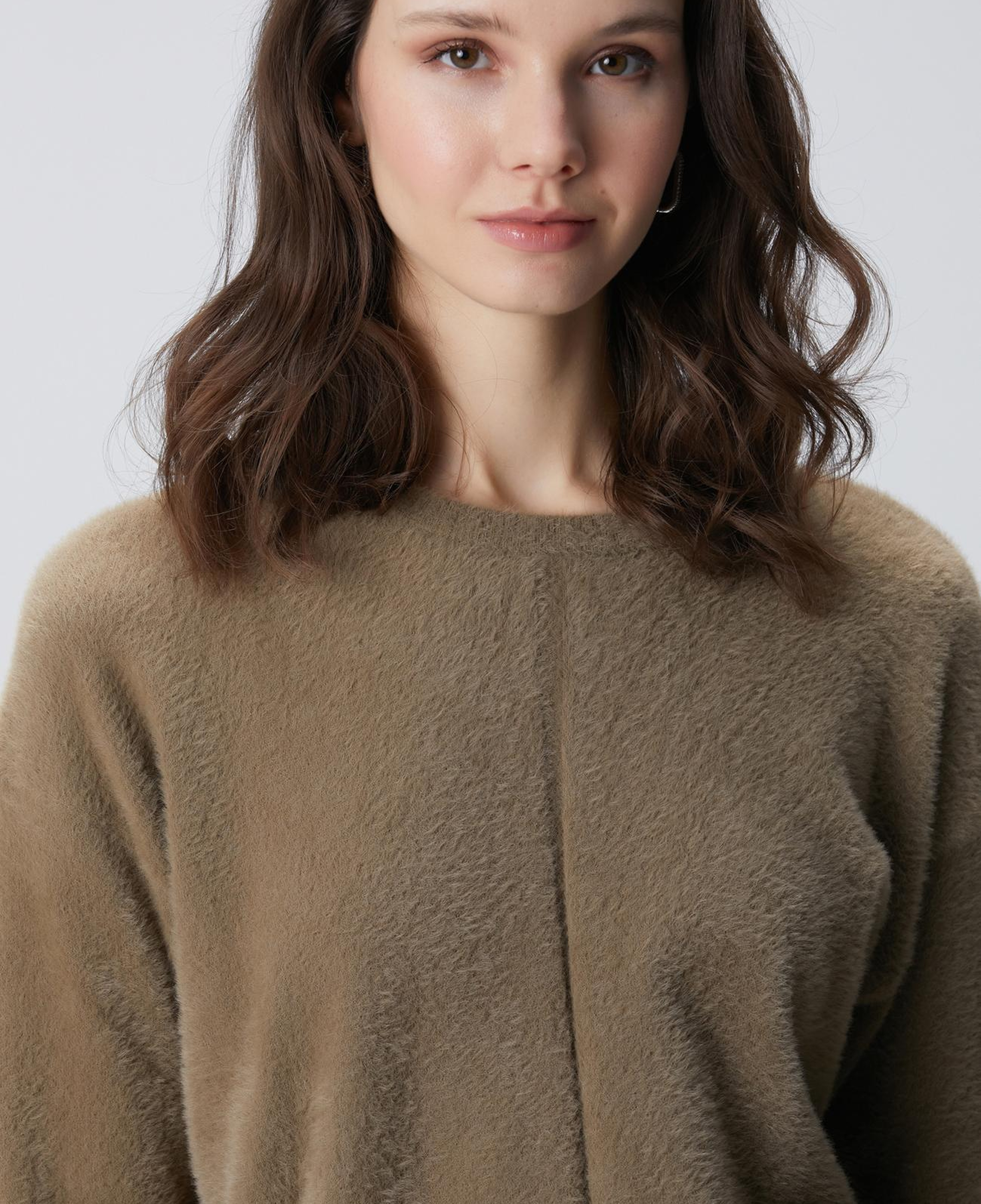 Network Kadın Haki Sakal İp Basic Kazak