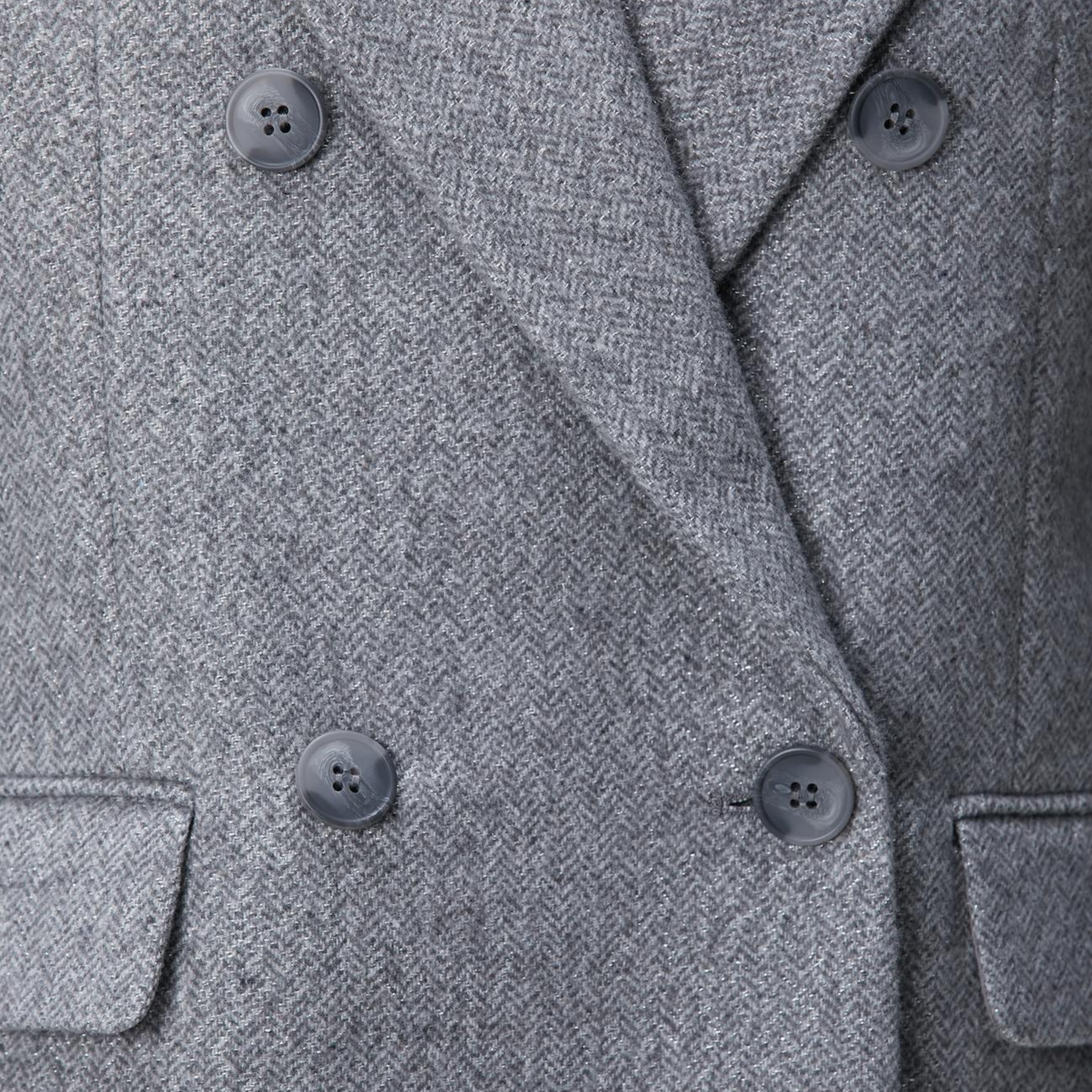 Network Kadın Antrasit Balıksırtı Desenli Kruvaze Ceket