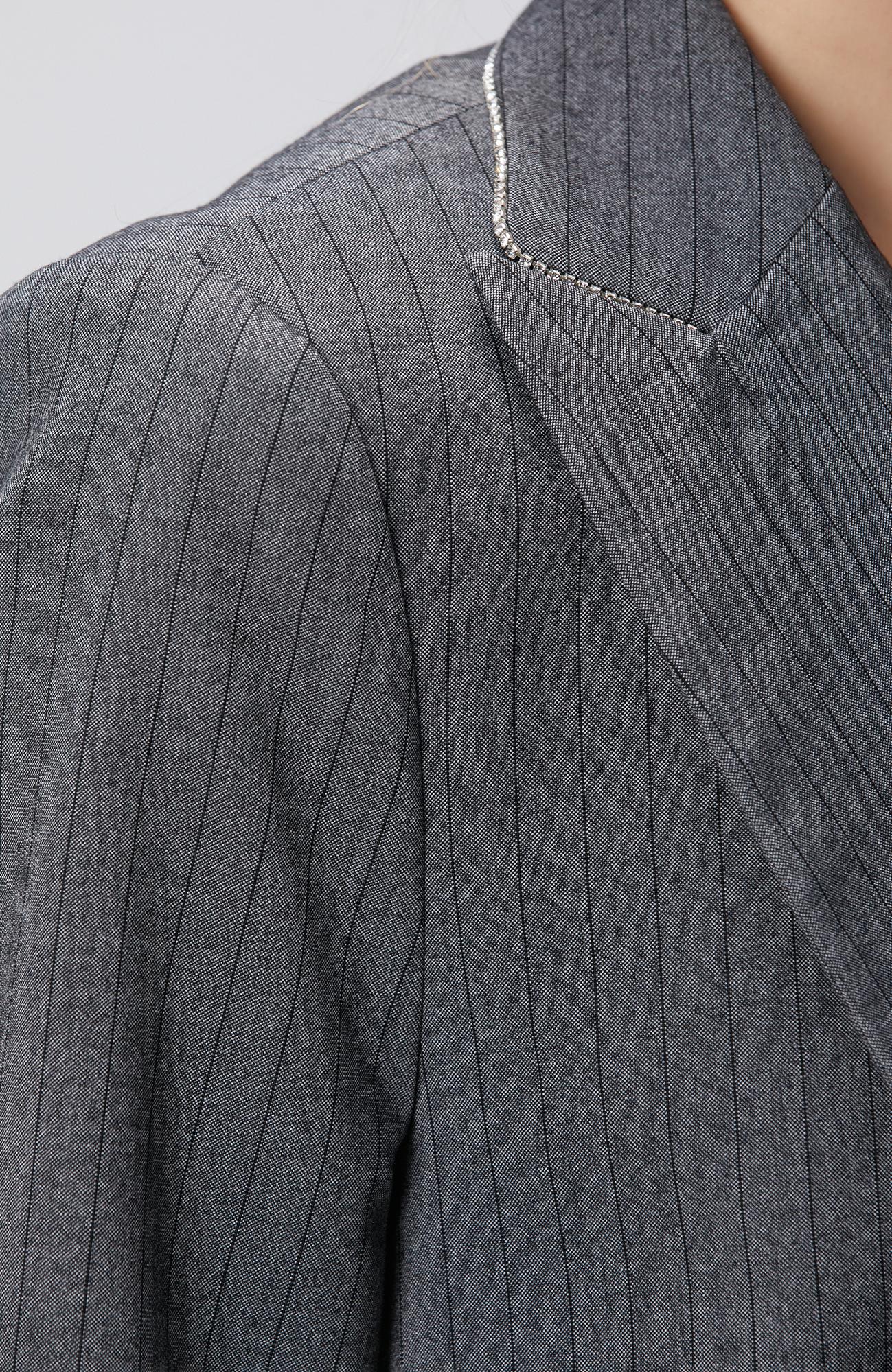 Network Kadın Antrasit Yakası Zincir Taş Detaylı Yün Karışımlı Ceket